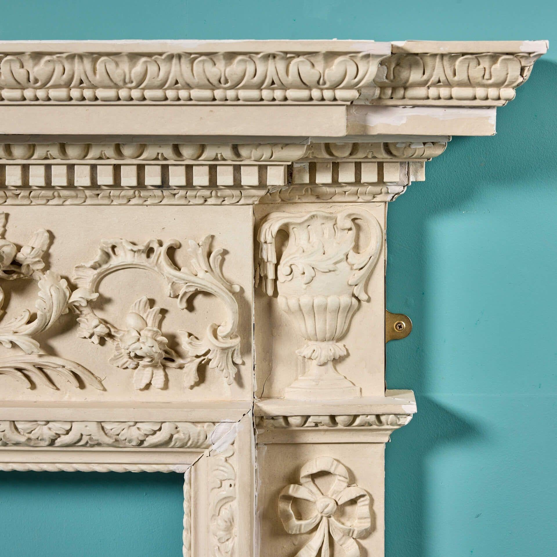 English Painted Large Late Georgian Fire Surround For Sale