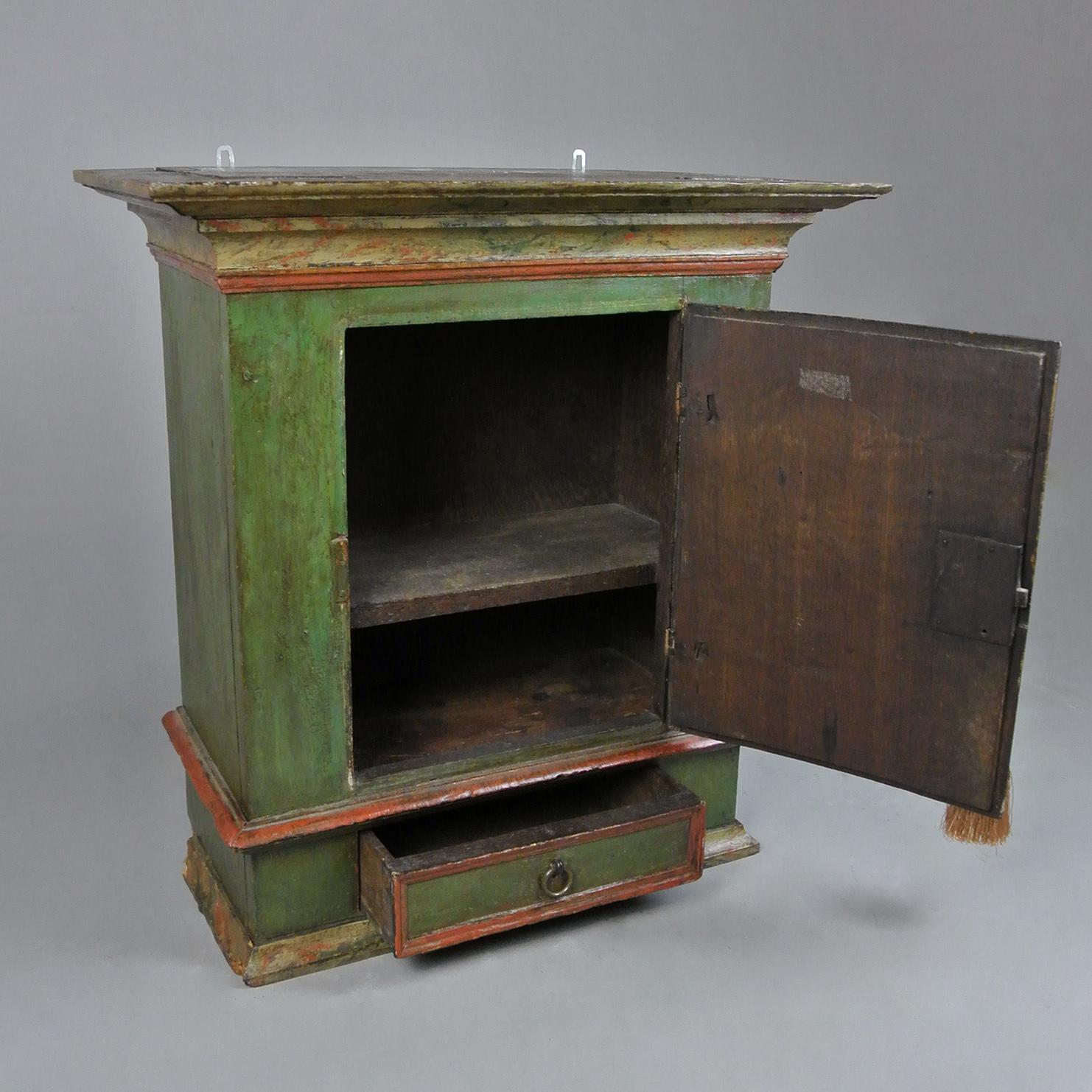18th Century and Earlier Painted Late 18th Century Swedish Wall Cabinet Dated 1778 For Sale