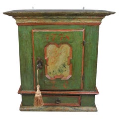Antique Painted Late 18th Century Swedish Wall Cabinet Dated 1778