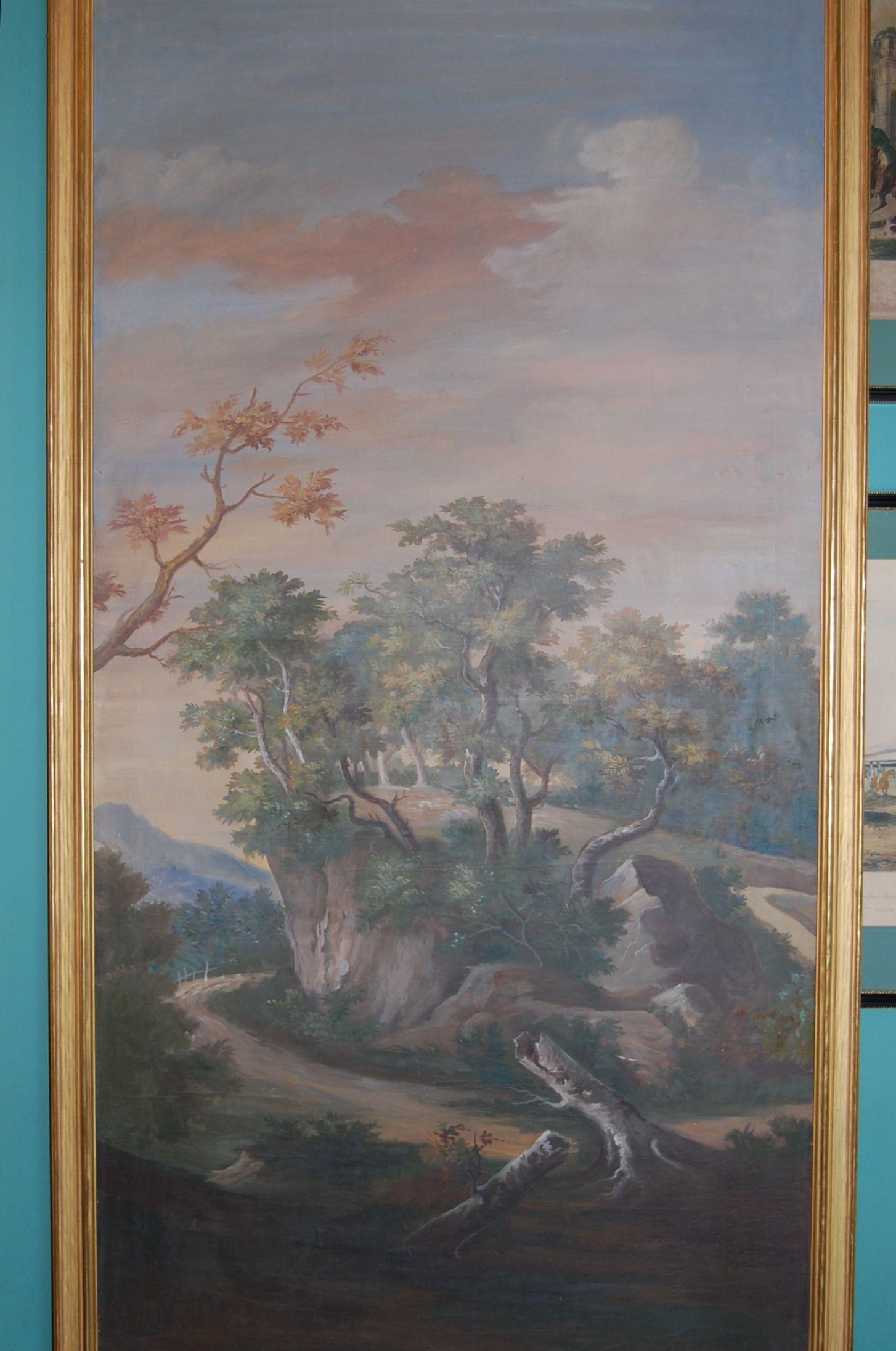 Painted Late 19th Century Italian Scenic Panel in Gold Leaf Frame (Italienisch)