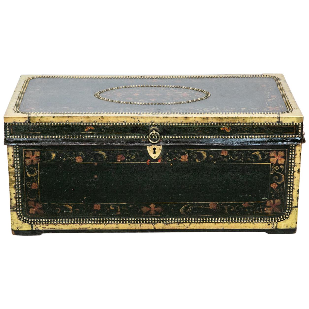 Painted Leather Camphor Wood Trunk