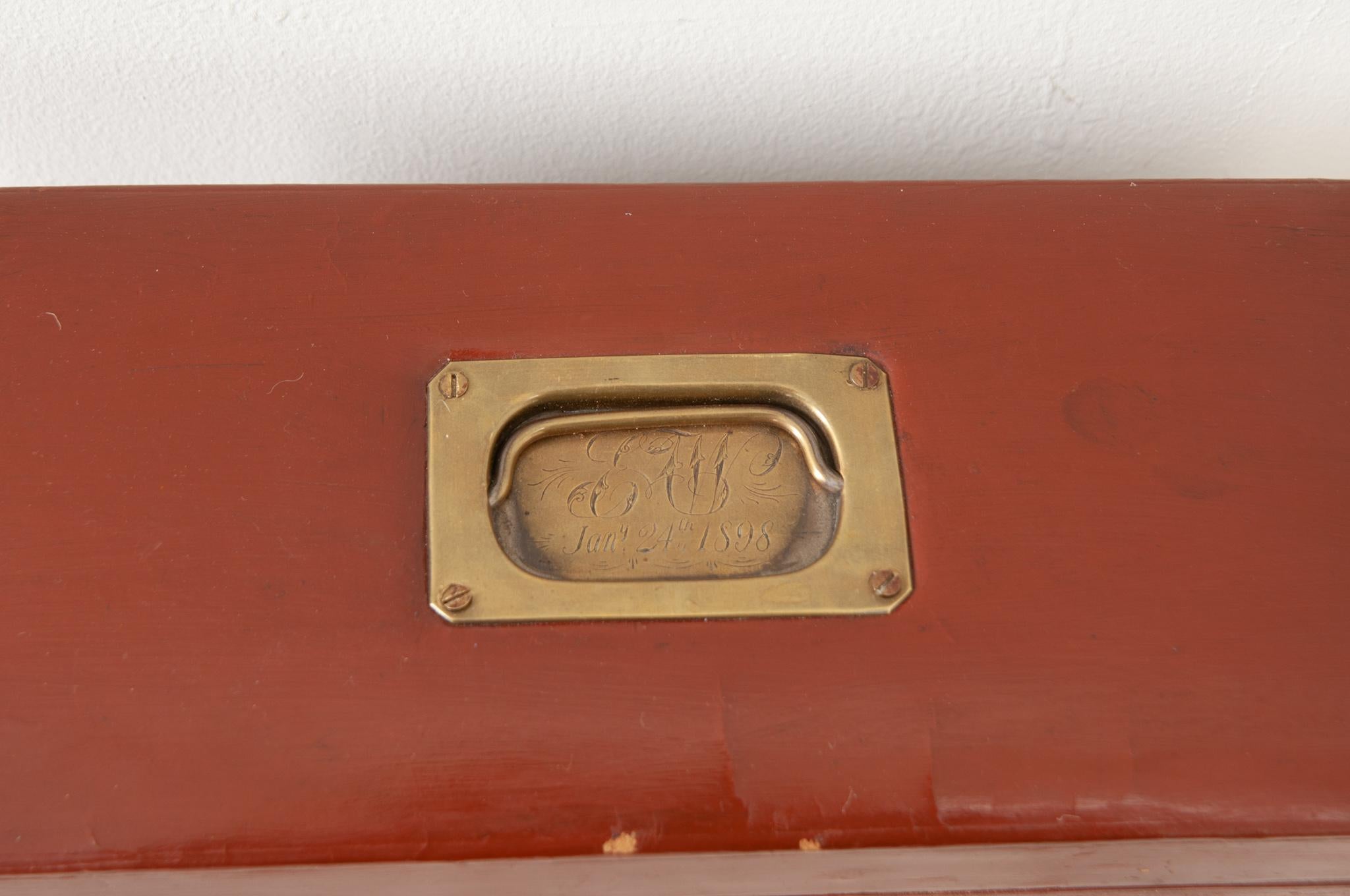 Joyero de cuero pintado Francés en venta