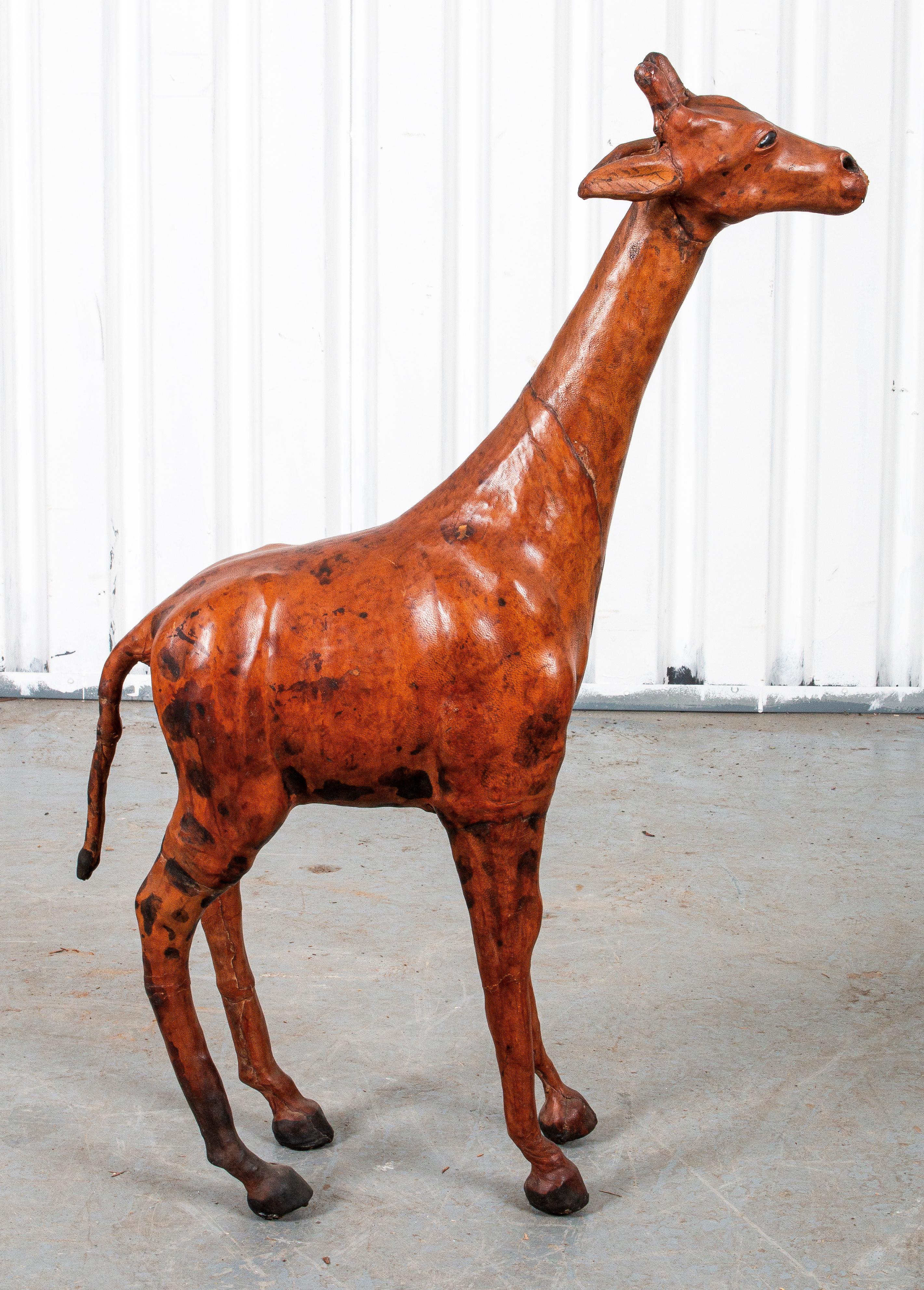 Beautiful 29" Tall Giraffe Figurine Decorative Leather Handmade in India
