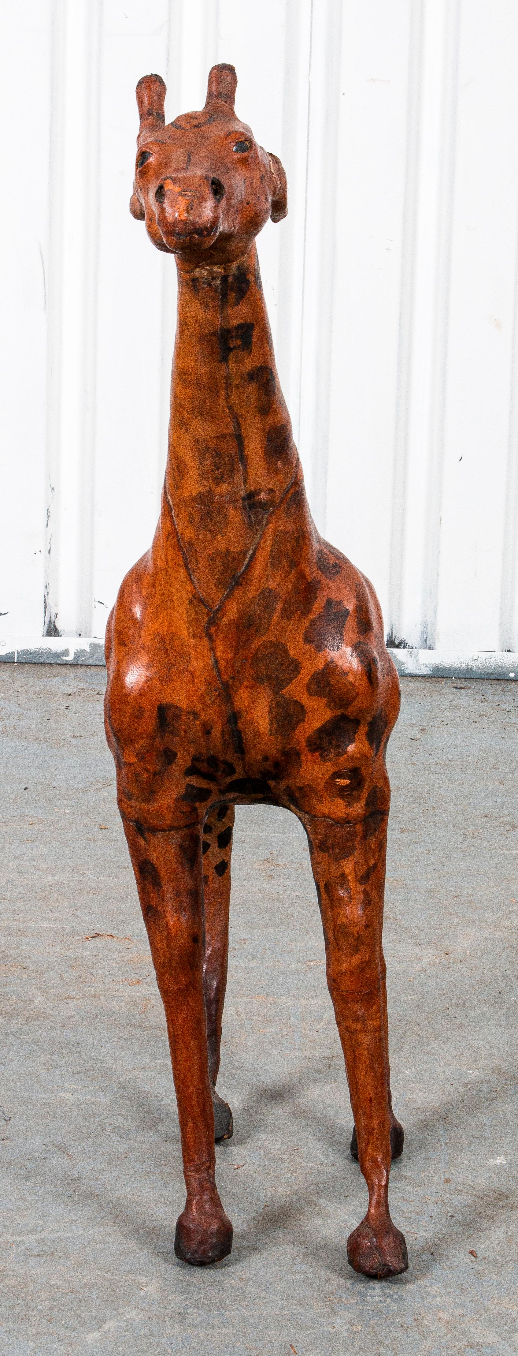 20th Century Painted Leather Model of a Giraffe
