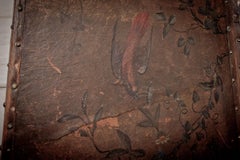 An exquisite early 19th Century hand painted four-fold leather room divider.