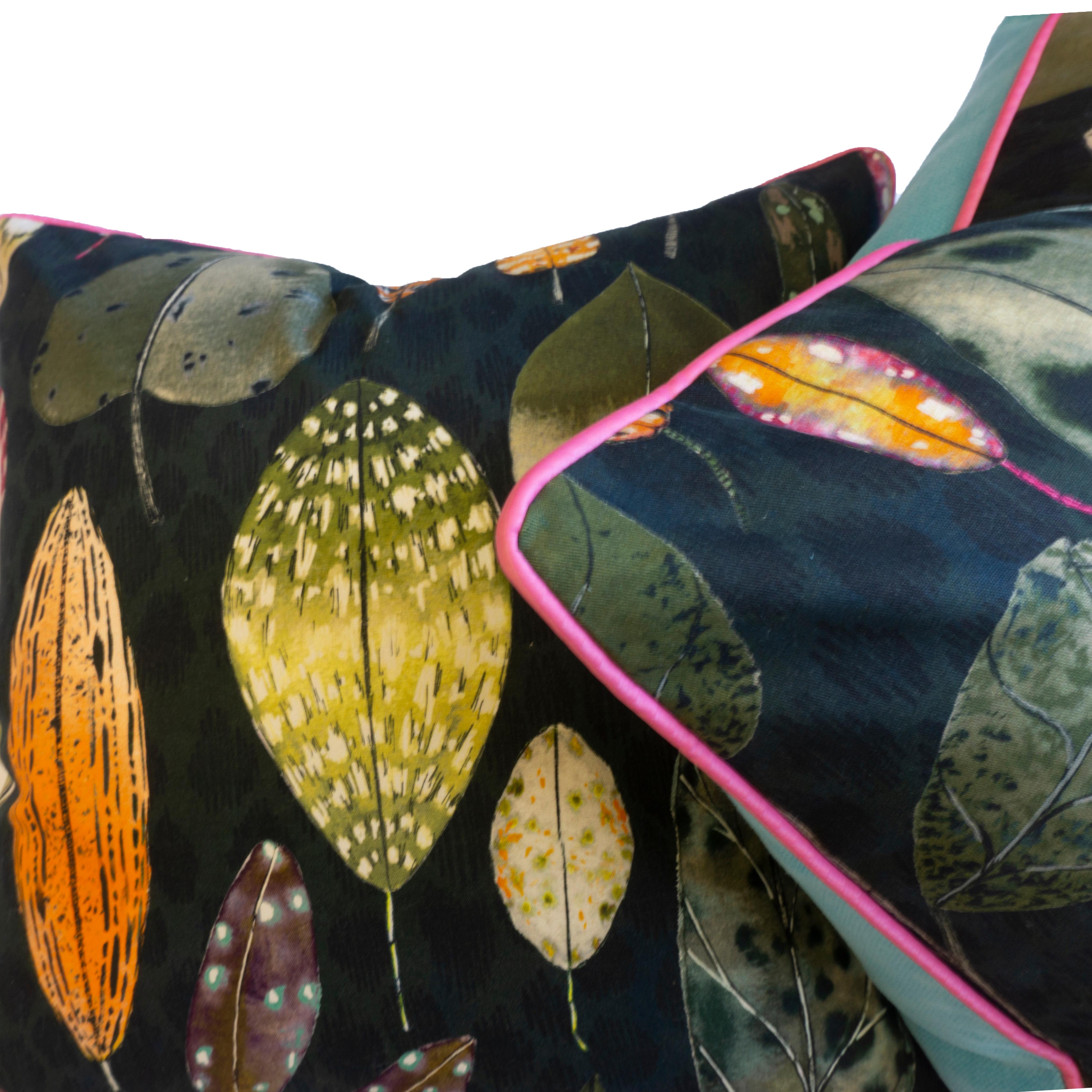 Américain Coussin d'oreiller à feuilles peintes