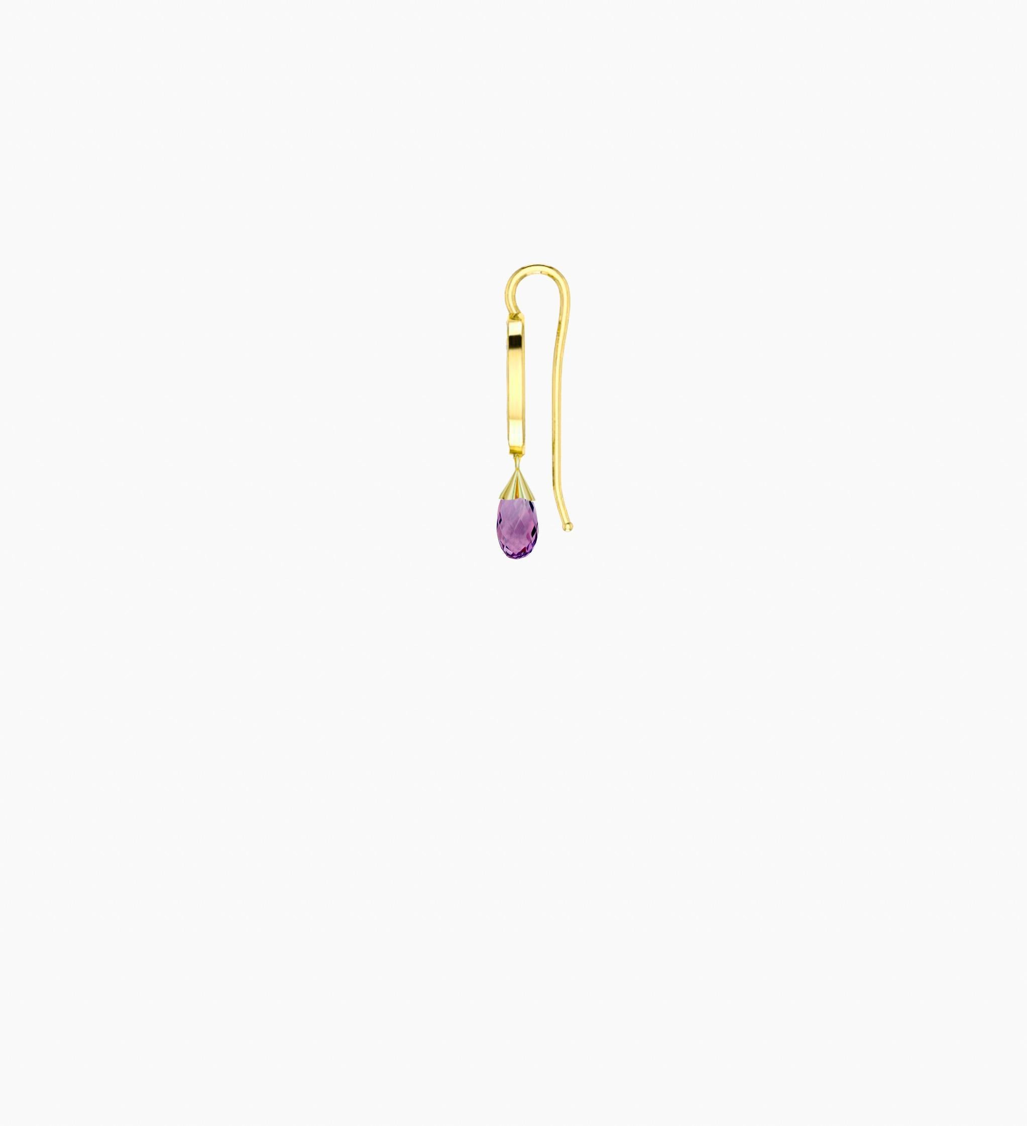 Tropfenohrringe aus Perlmutt mit fliederfarbener Blume und Amethyst-Briolithen im Zustand „Neu“ im Angebot in Istanbul, TR