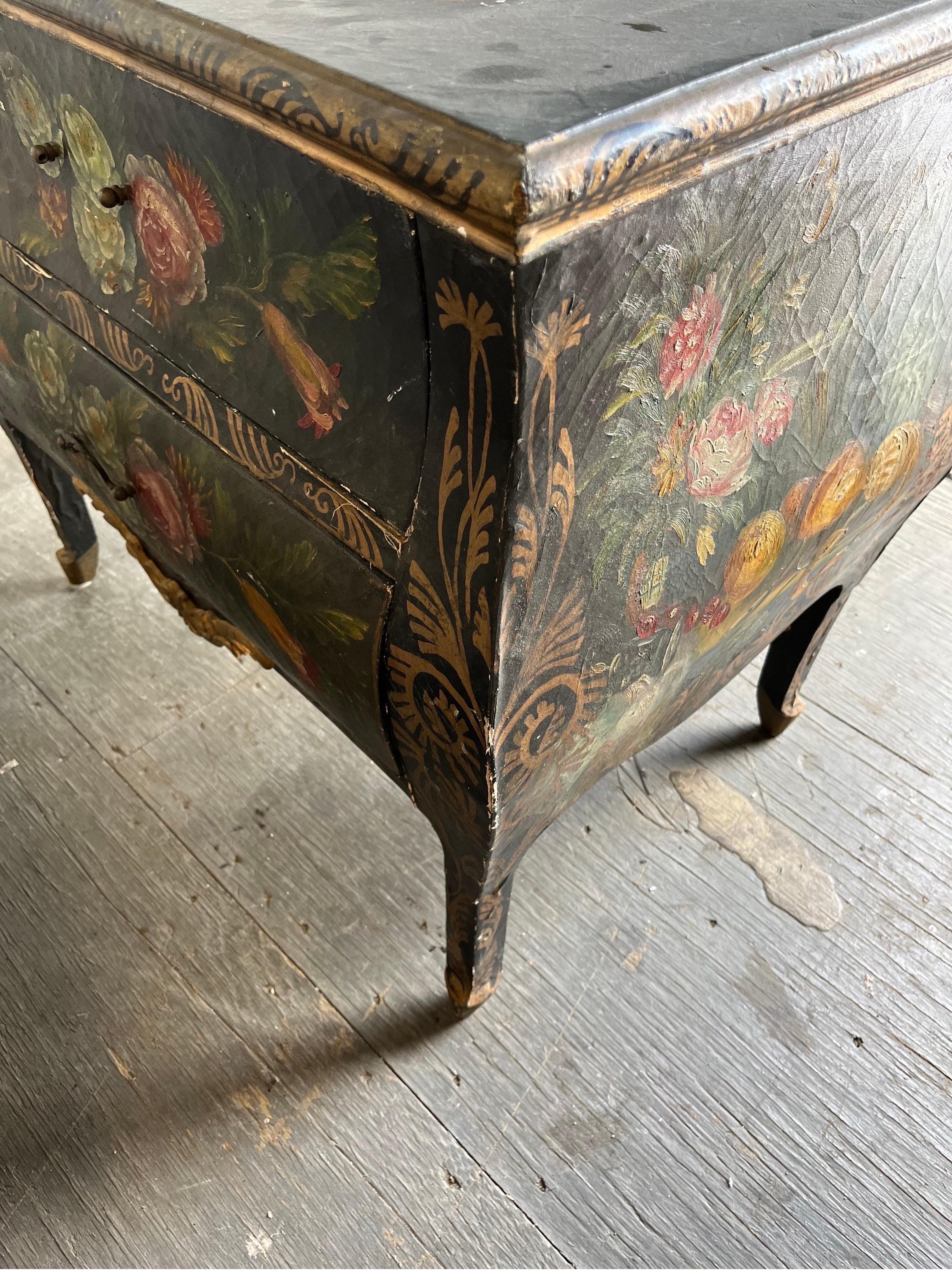 Painted Linen Wrapped Bombe Chest For Sale 2