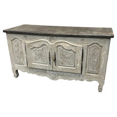 Painted Louis XV French Provincial Carved Wood Buffet