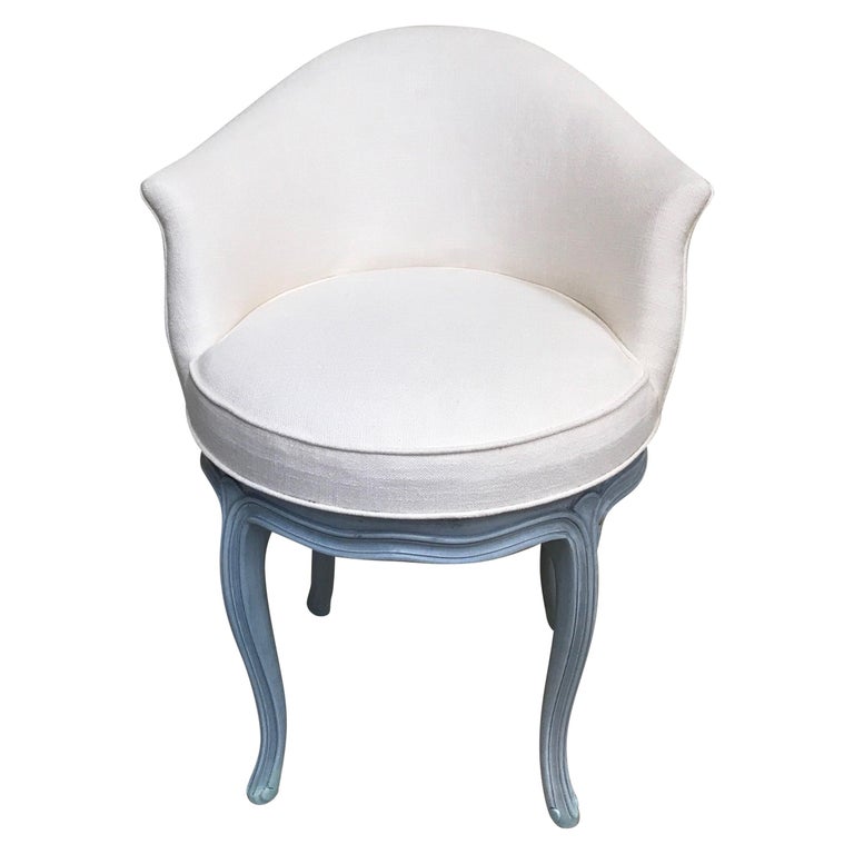 Painted Louis Xv Style Swivel Vanity, Swivel Vanity Chair White