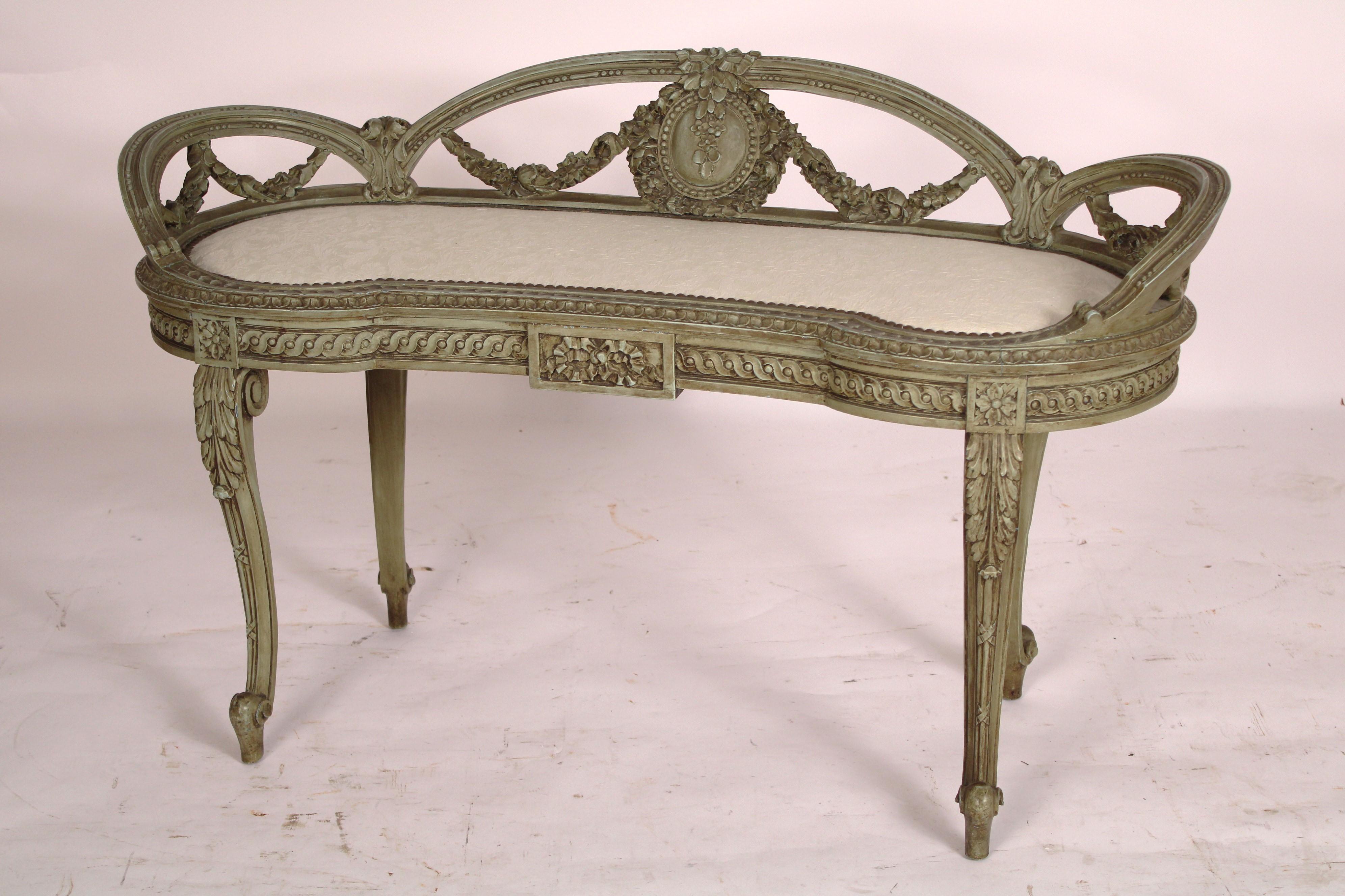 Louis XVI Painted Louis XV / XVI Transistional Style Bench For Sale