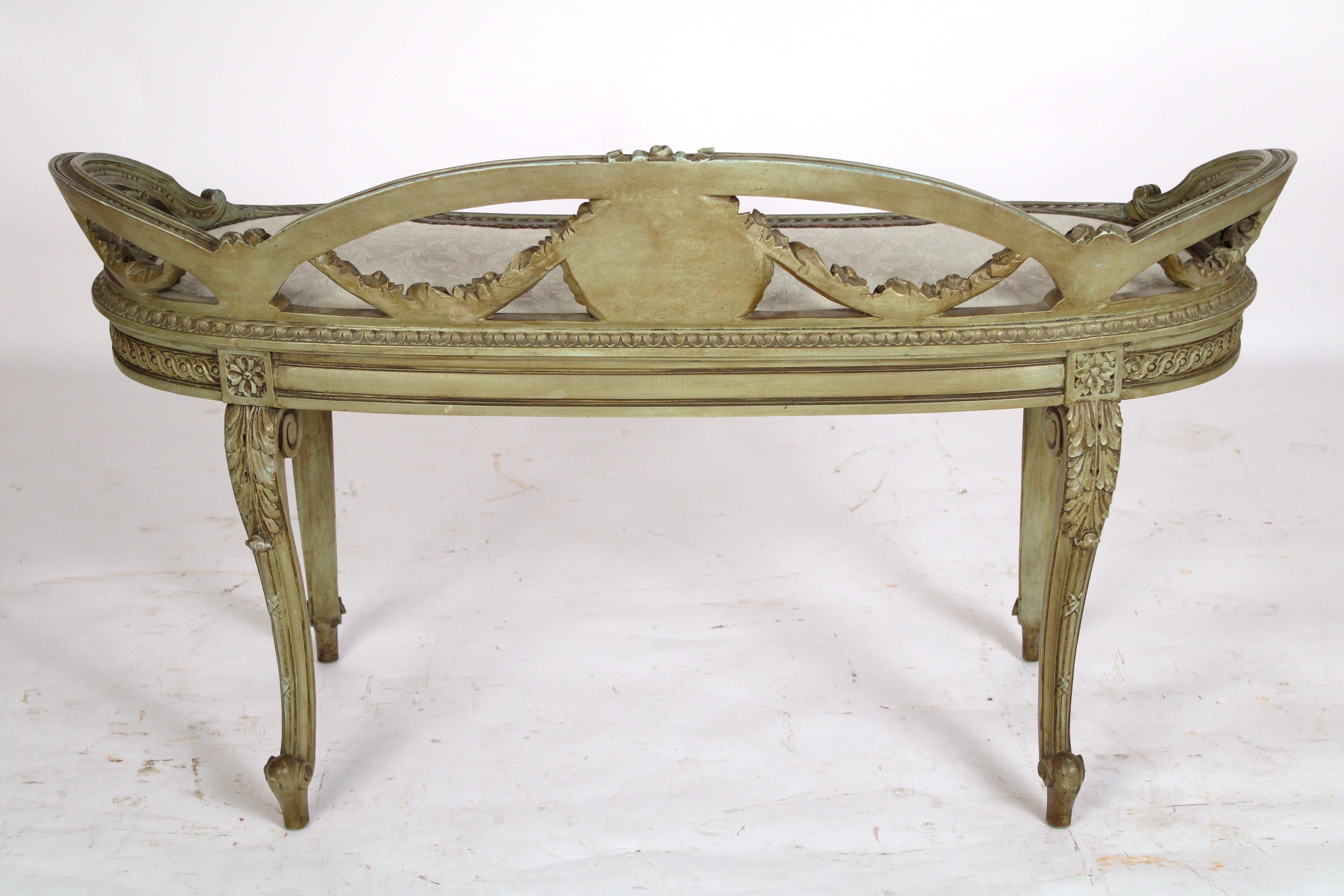 Painted Louis XV / XVI Transistional Style Bench In Good Condition For Sale In Laguna Beach, CA