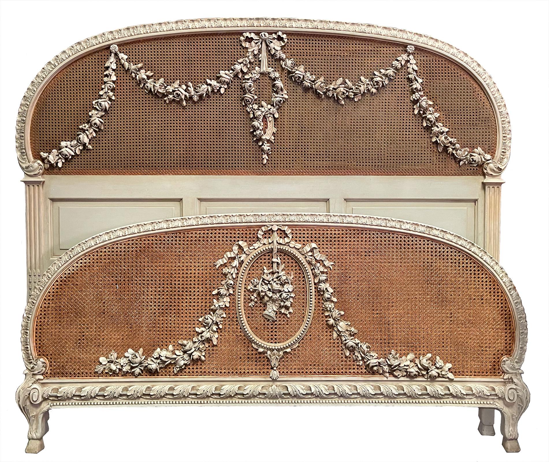 Mahogany Painted Louis XVI Bedroom Suite with Triple-Dressing Mirror