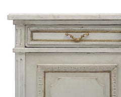 Painted Louis XVI Buffet, French, Carrara Marble, Antique 1920s