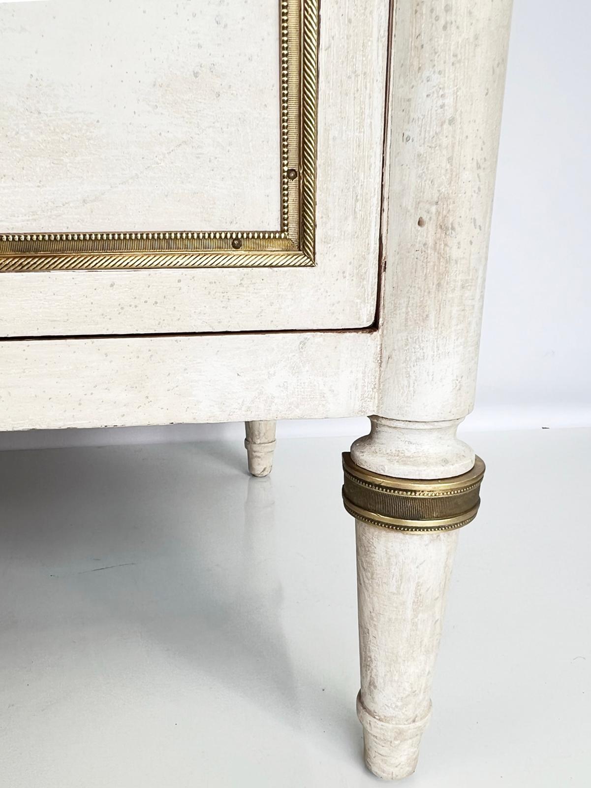 Painted Louis XVI Style Commode with Marble Top For Sale 2