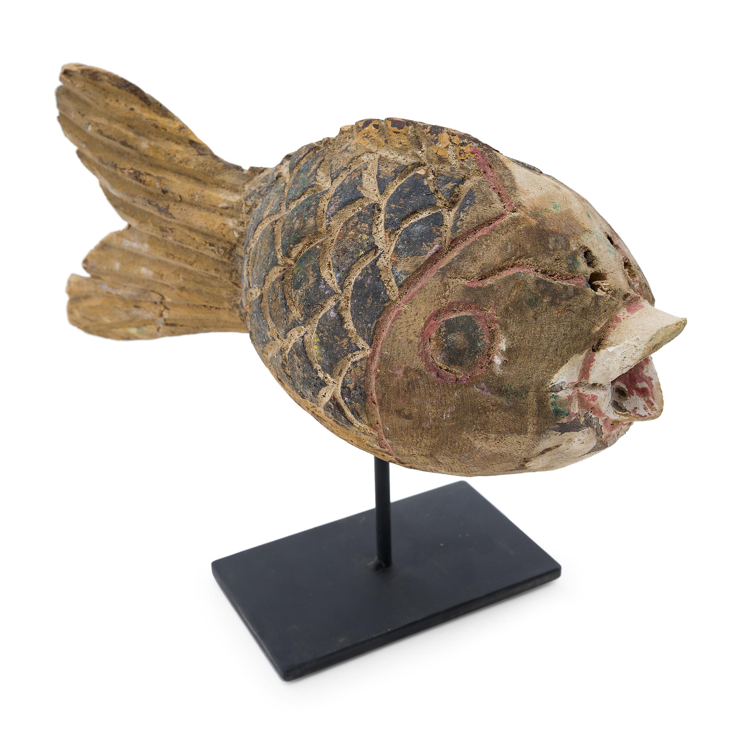 Chinese Painted Lucky Fish Sculpture