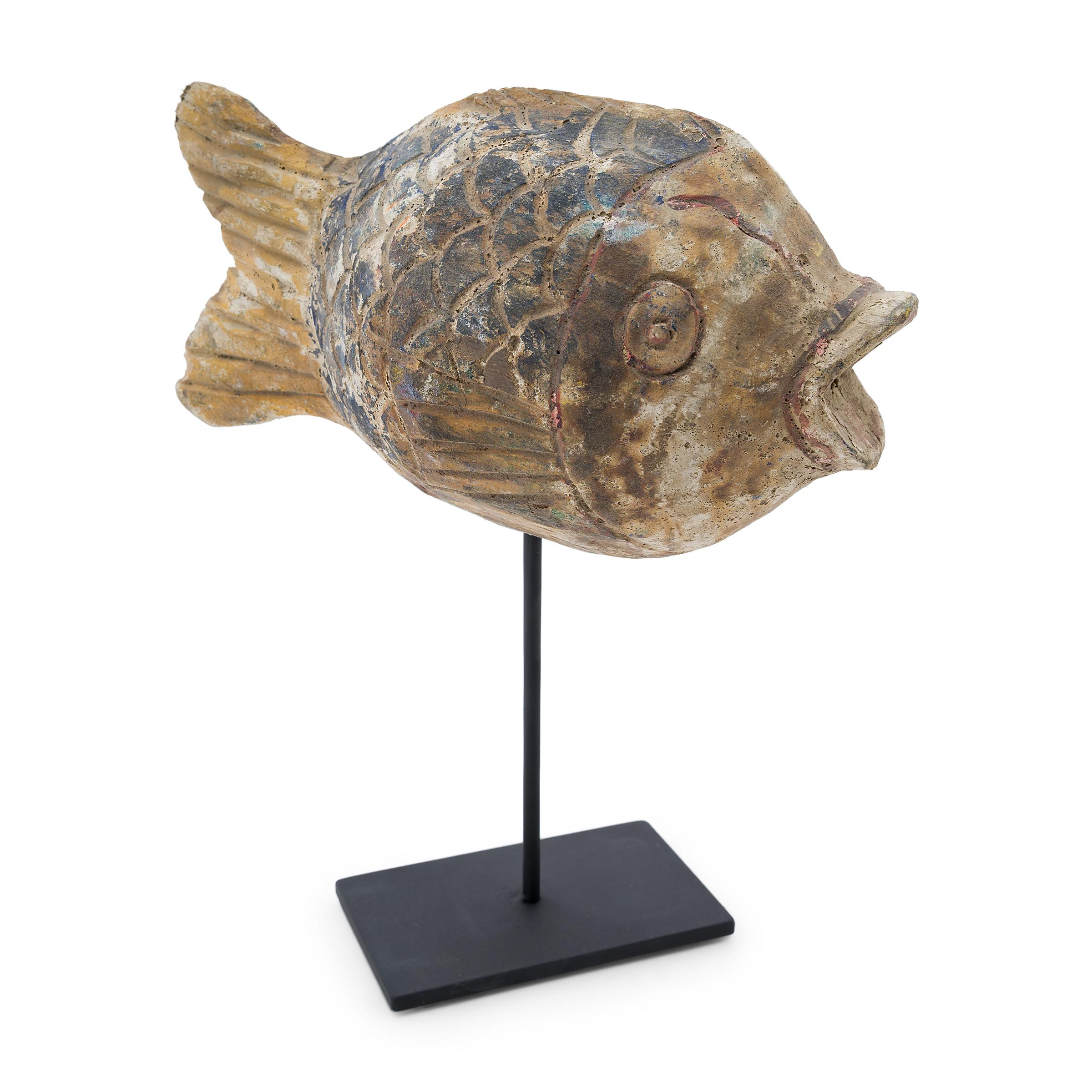 Carved Painted Lucky Fish Sculpture