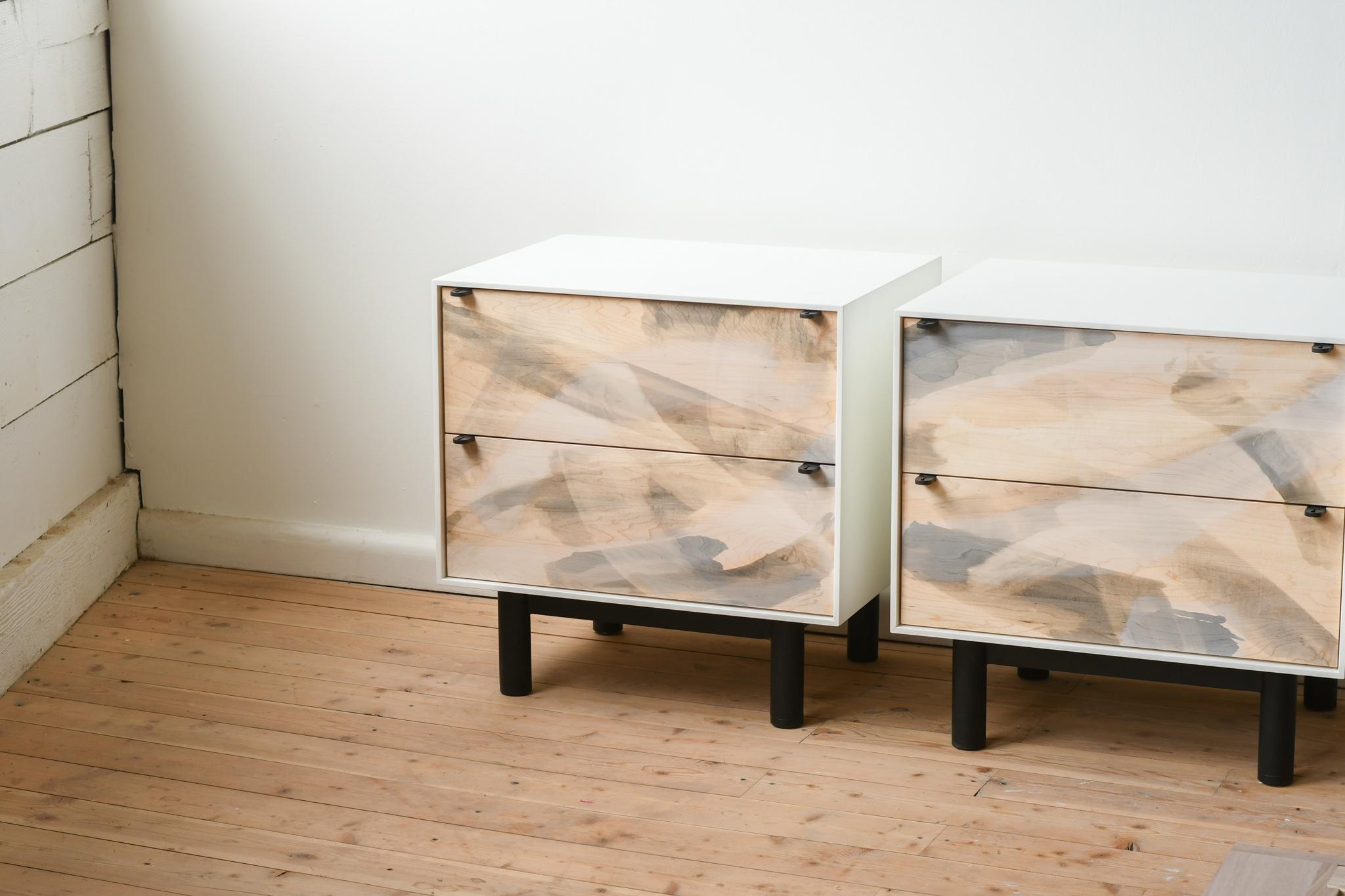 Hand-Painted Painted Maple bedside tables by Jeff Martin Joinery For Sale