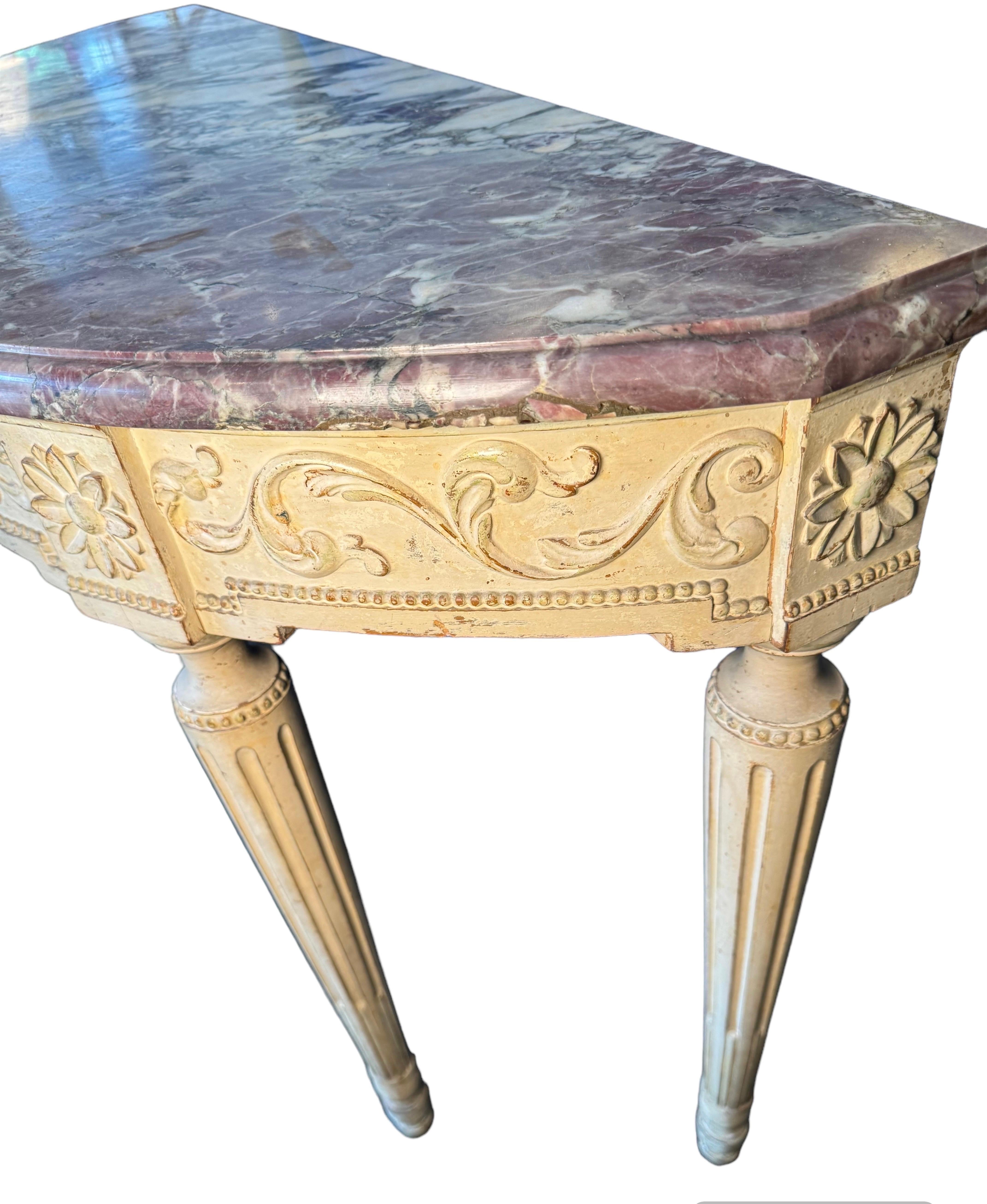 Painted Marble Top Console For Sale 4