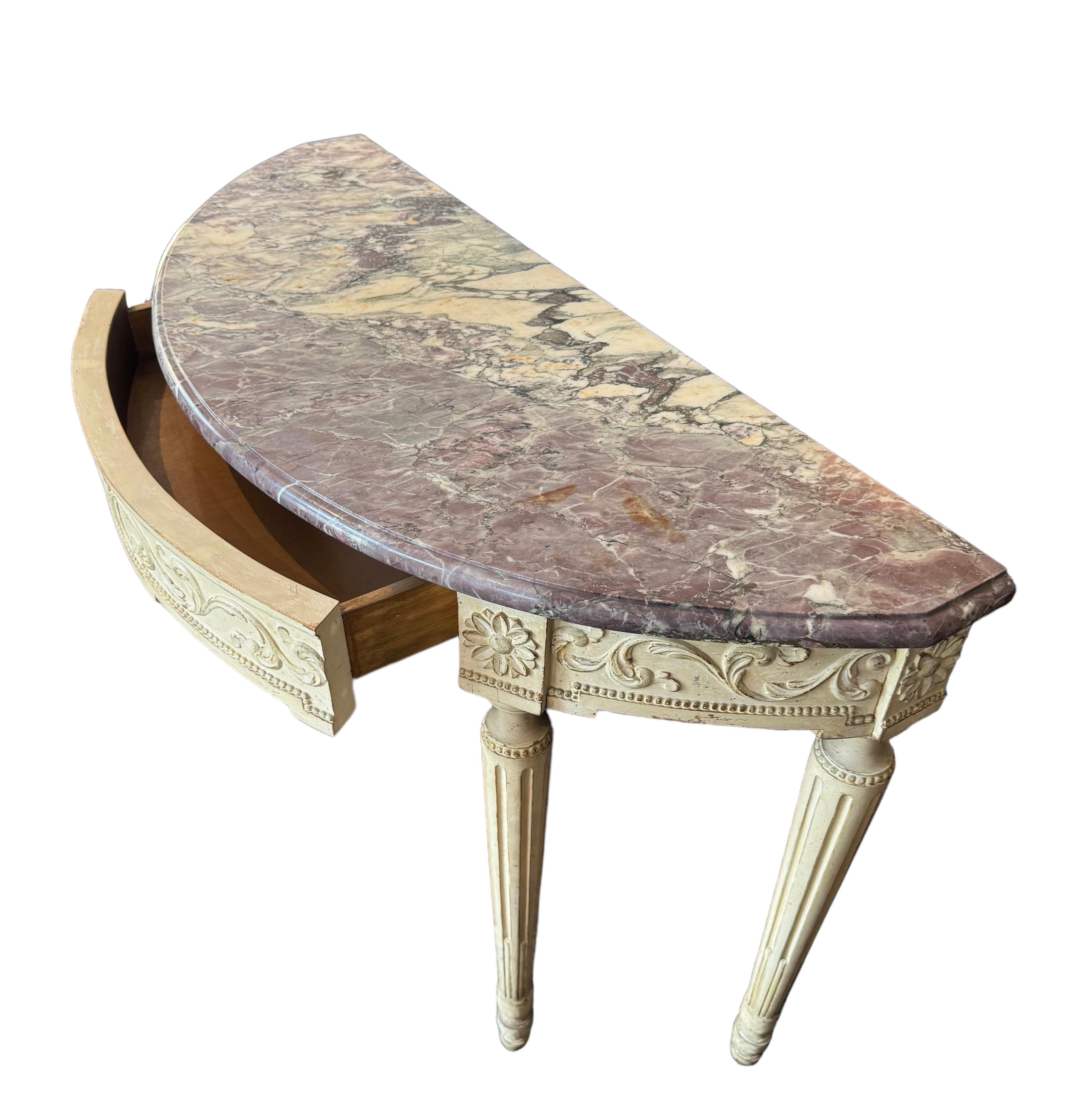 Louis XV Painted Marble Top Console For Sale