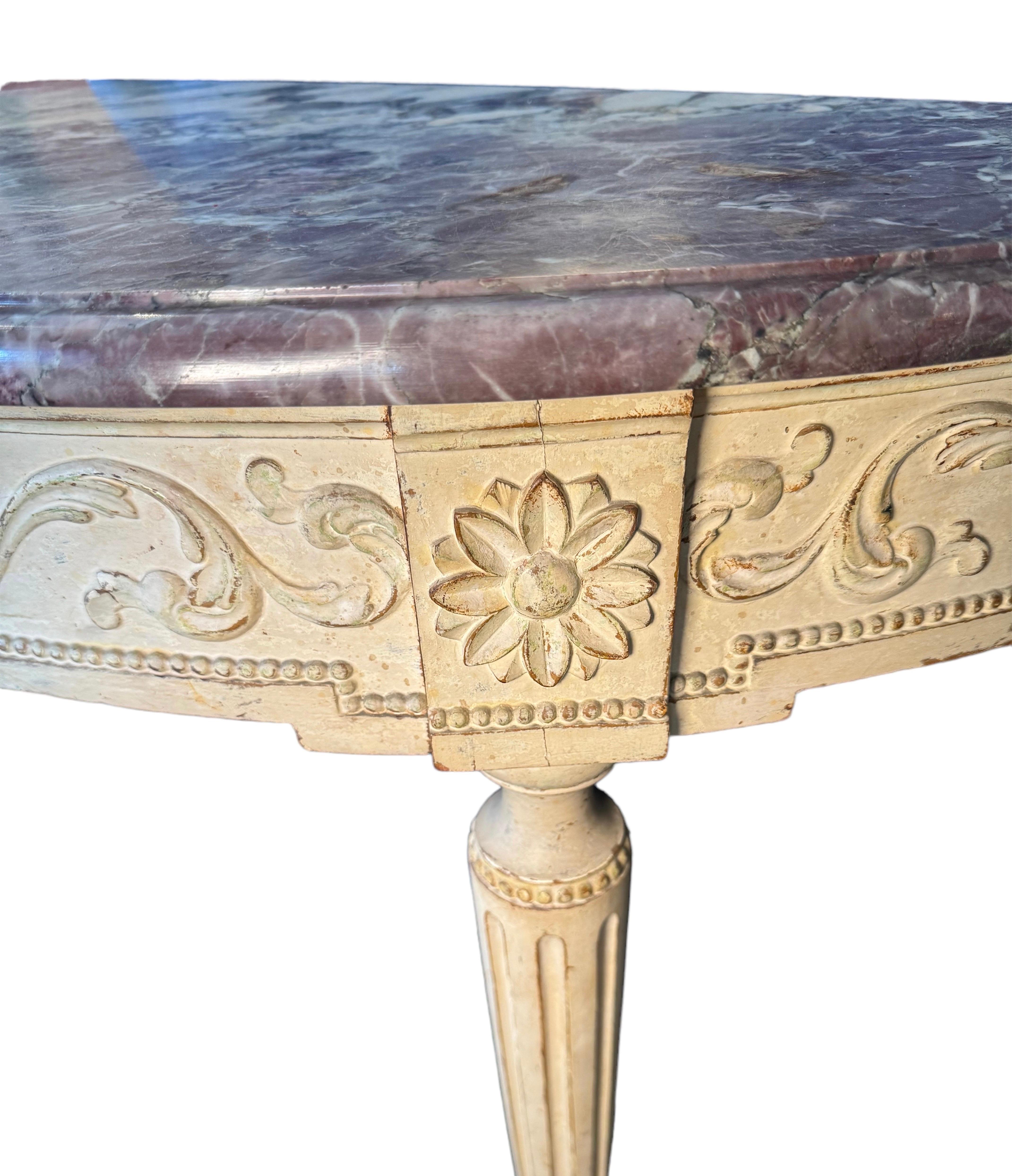 Painted Marble Top Console In Good Condition For Sale In Huntington, NY