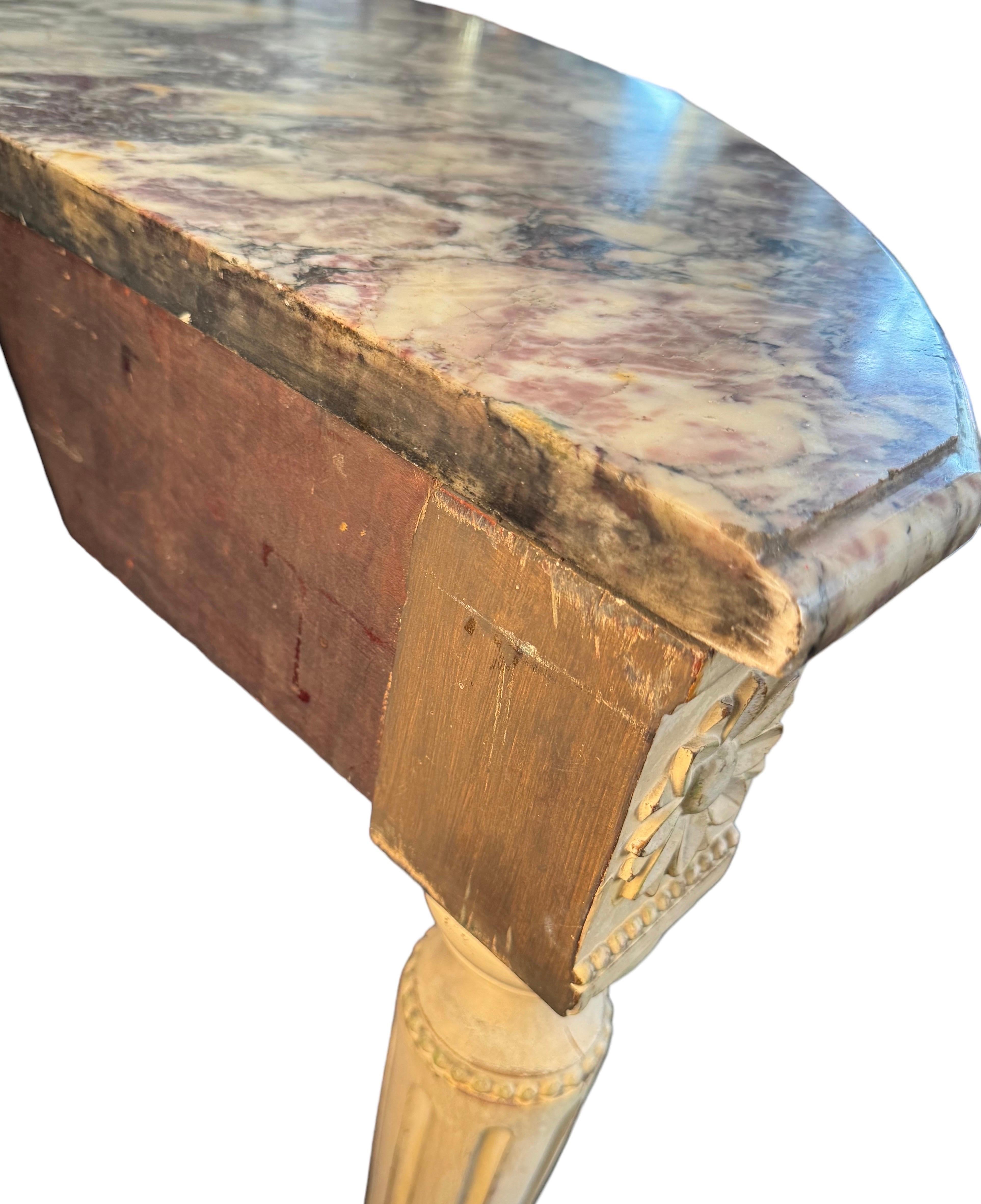 20th Century Painted Marble Top Console For Sale