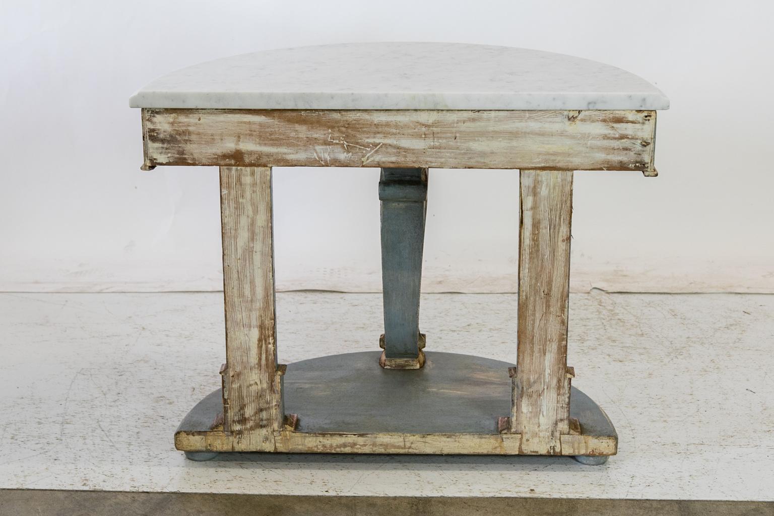 Painted Marble-Top Demilune Console Table 2