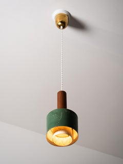 Painted Metal and Teak Pendant Light by Lyfa, Denmark, 1960s