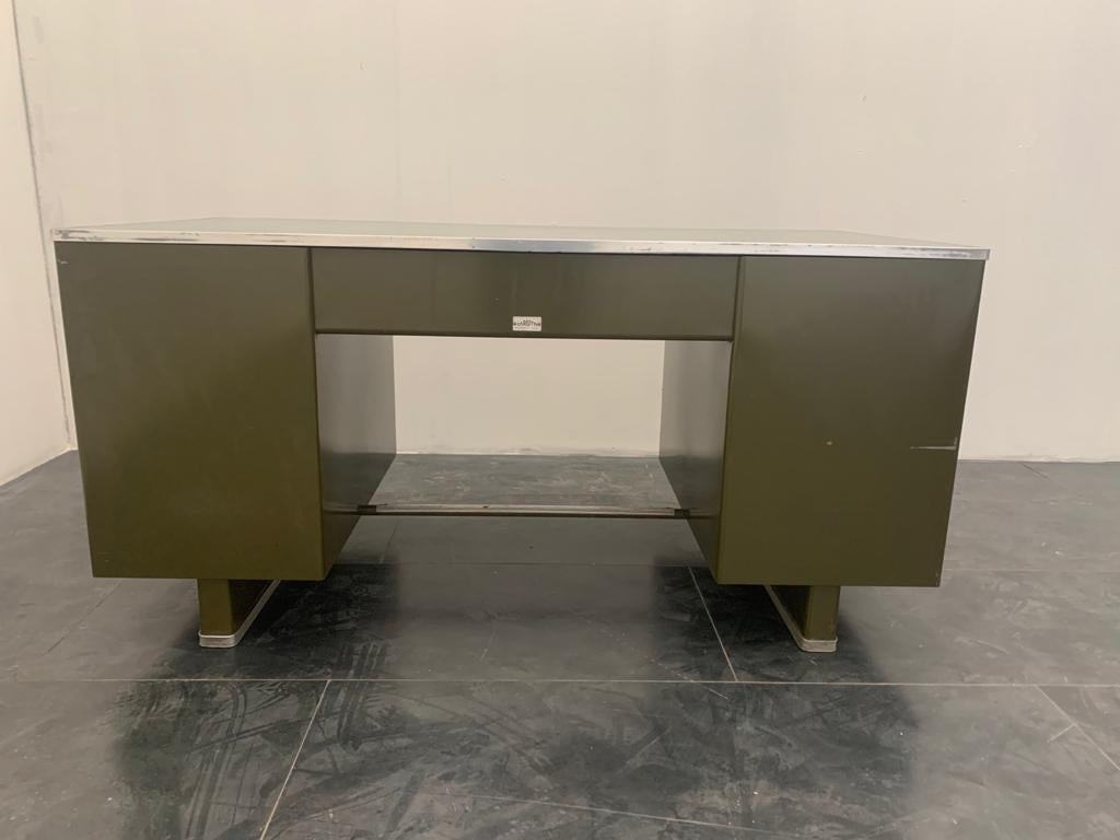 Industrial Painted Metal Desk with Laminate Top from Carlotti, 1950s For Sale