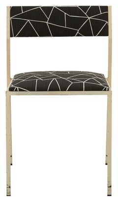 Painted Metal Frame Dining Chair with Cotton Geometric Print