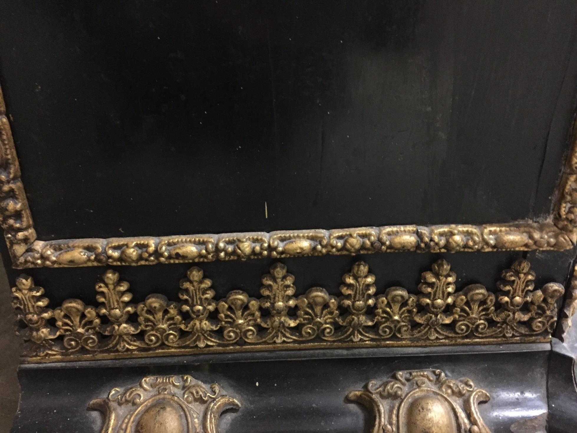 Painted Metal Mounted Ebonized Side Cabinet, 19th Century 3