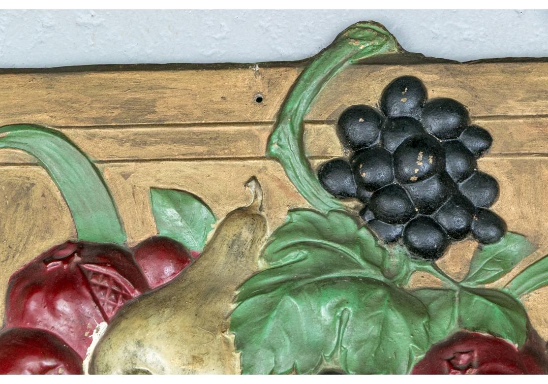 Country Painted Metal Plaque With Floral Bouquet Motif For Sale