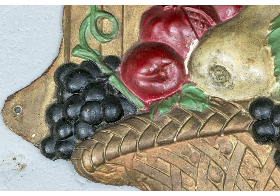 Painted Metal Plaque With Floral Bouquet Motif For Sale 2