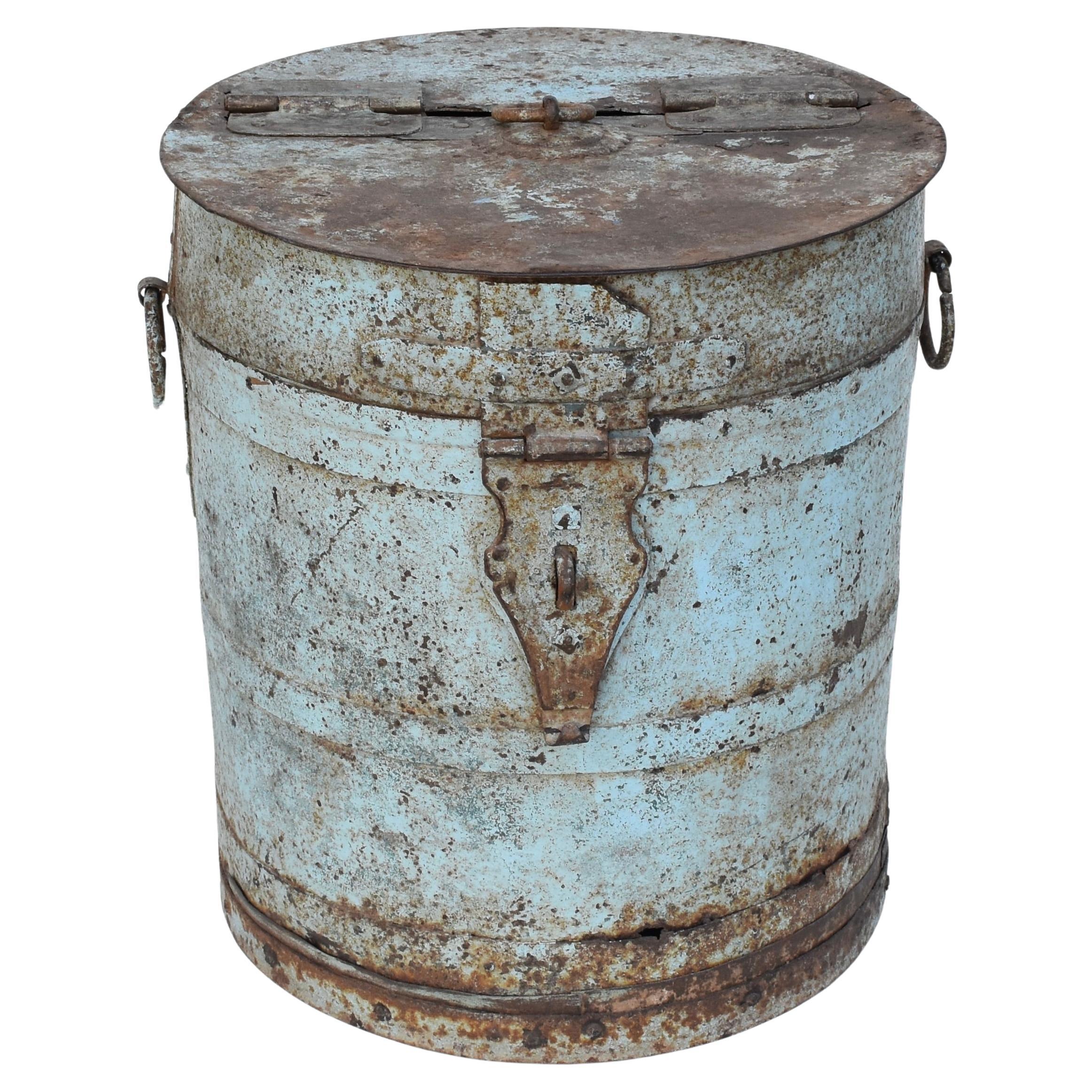 Painted Metal Storage Planter Side Table Tin For Sale 5