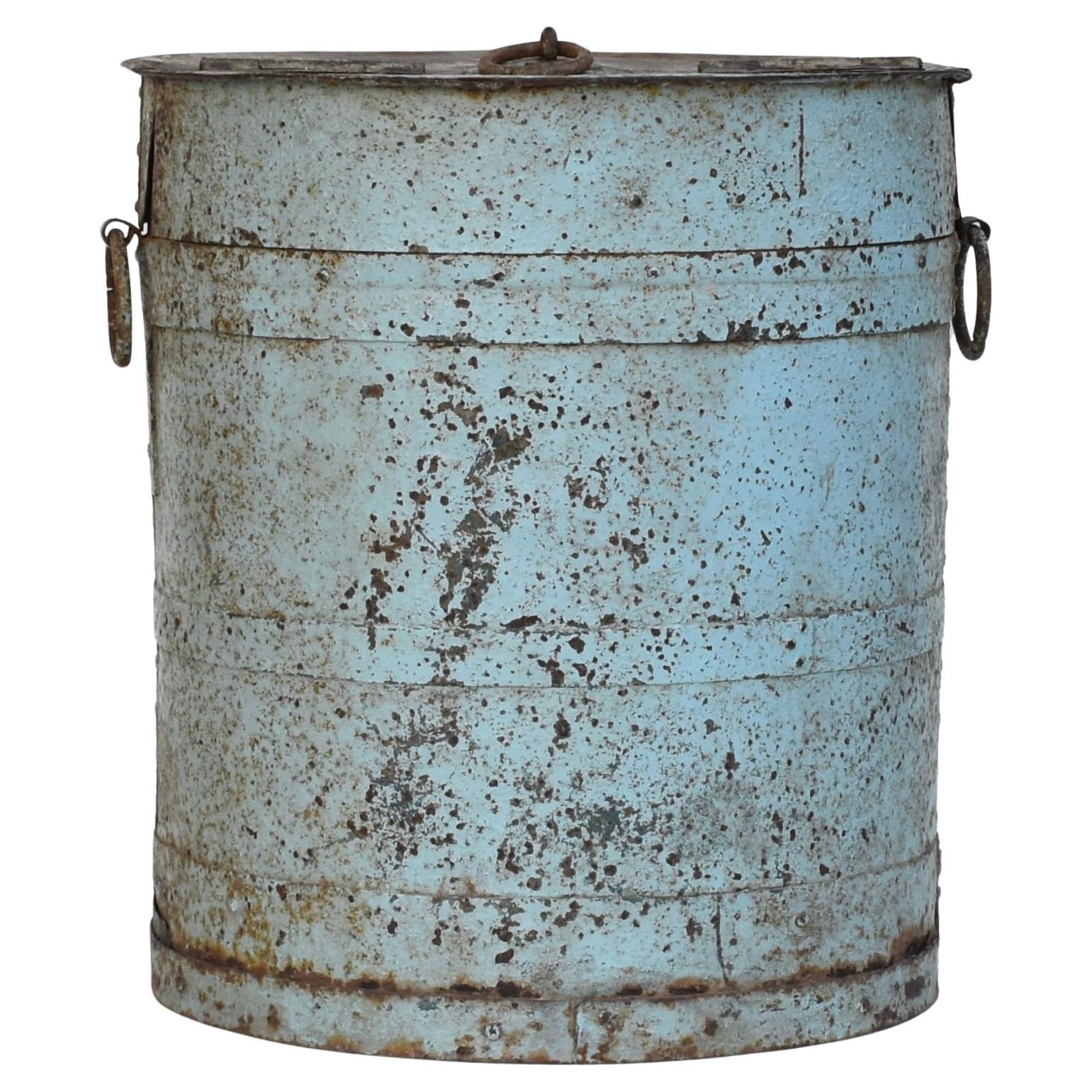 Painted Metal Storage Planter Side Table Tin For Sale 1