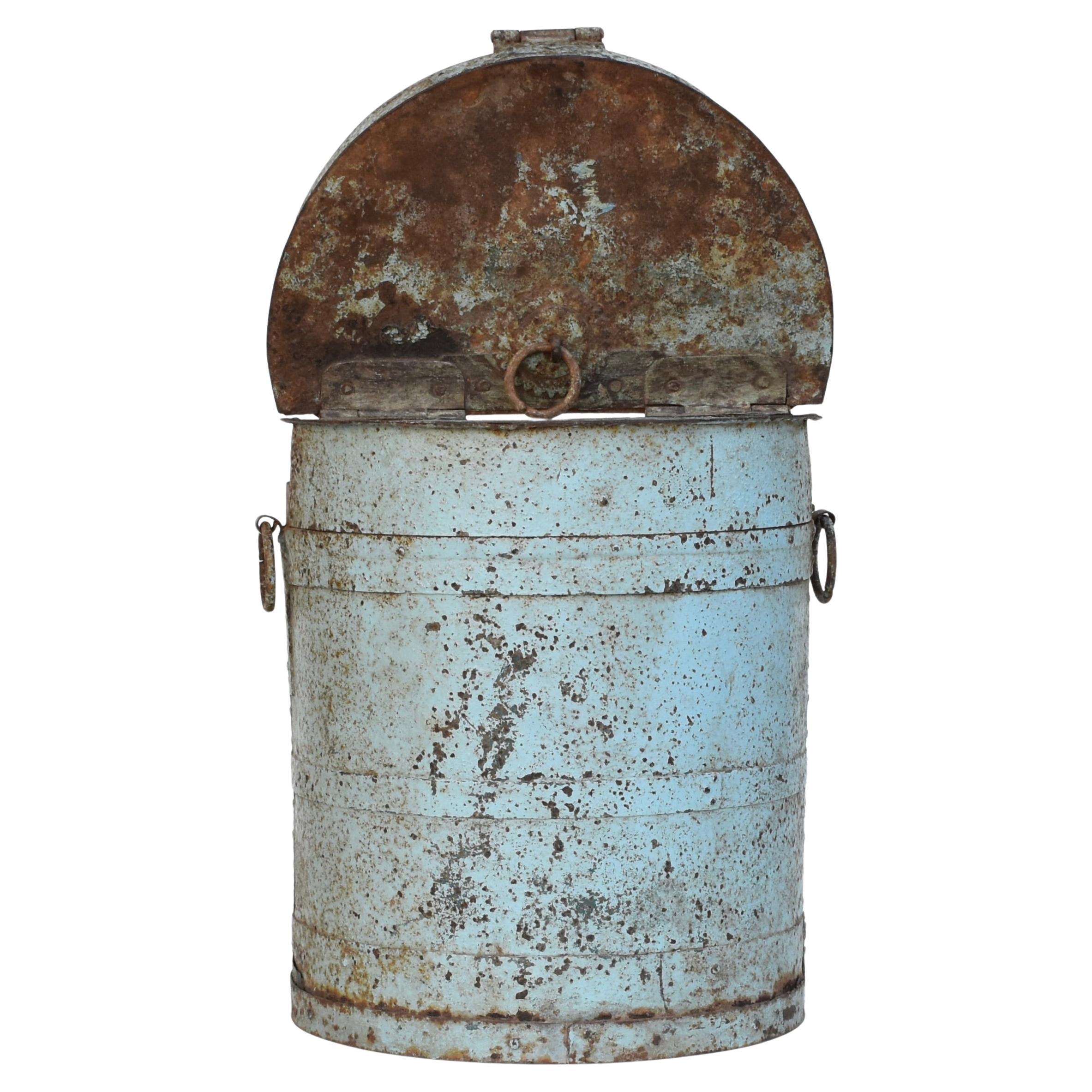 Painted Metal Storage Planter Side Table Tin For Sale 2