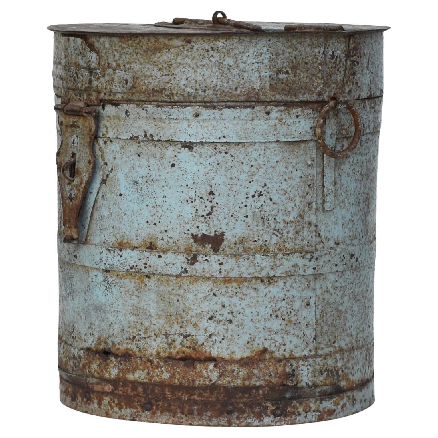 Painted Metal Storage Planter Side Table Tin For Sale 3
