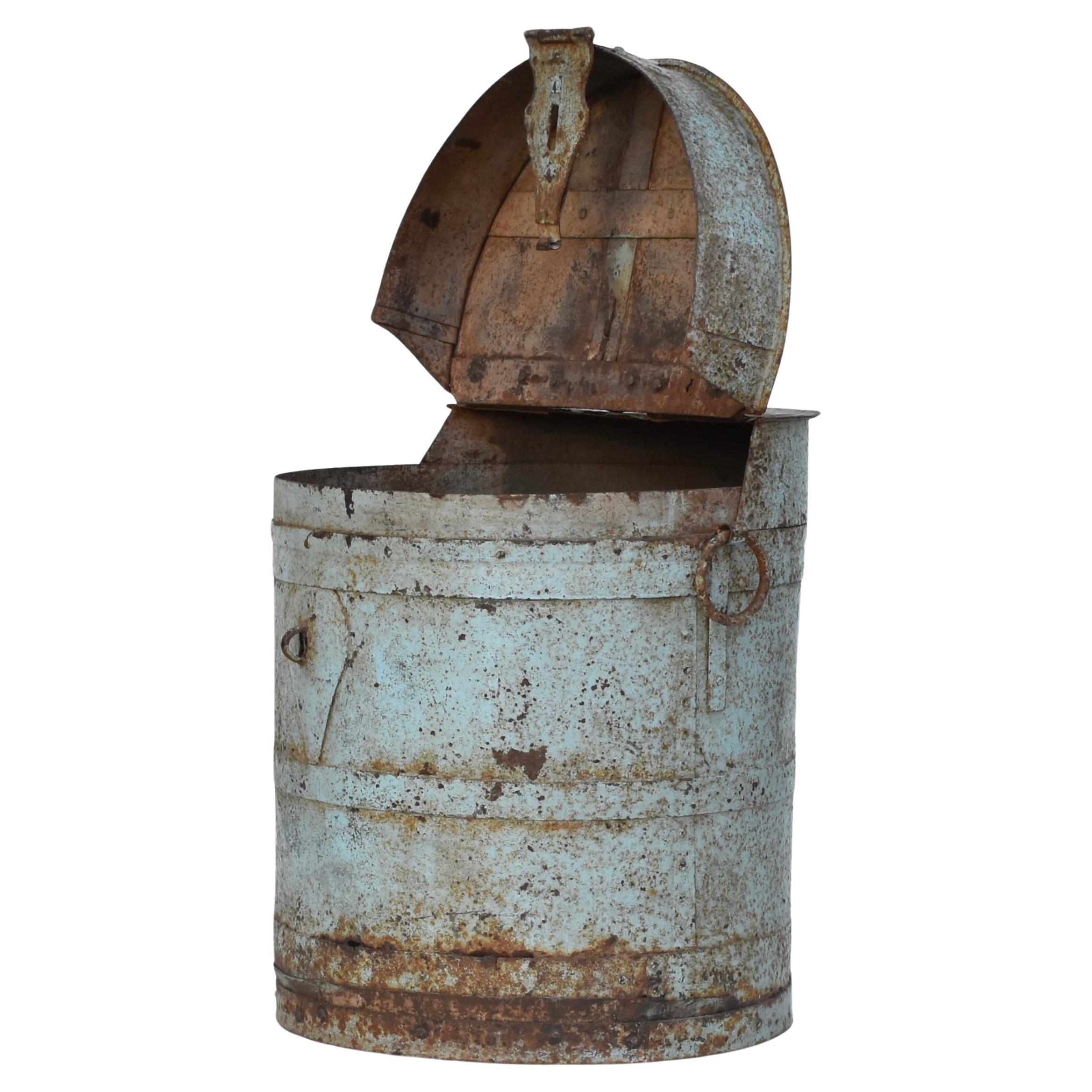 Painted Metal Storage Planter Side Table Tin For Sale 4