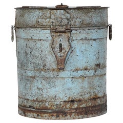 Used Painted Metal Storage Planter Side Table Tin