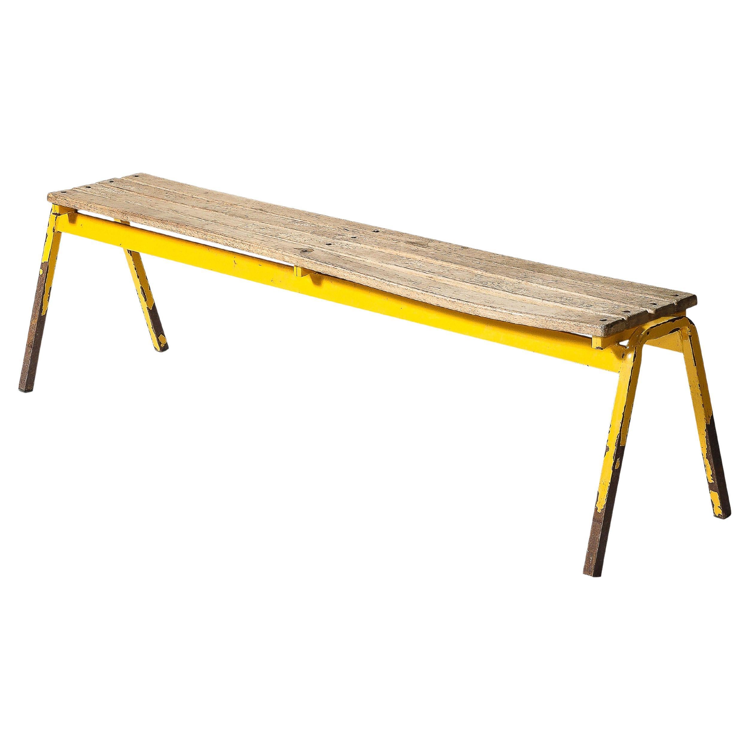 Painted Metal, Vintage Gym Bench, France, c. 1950