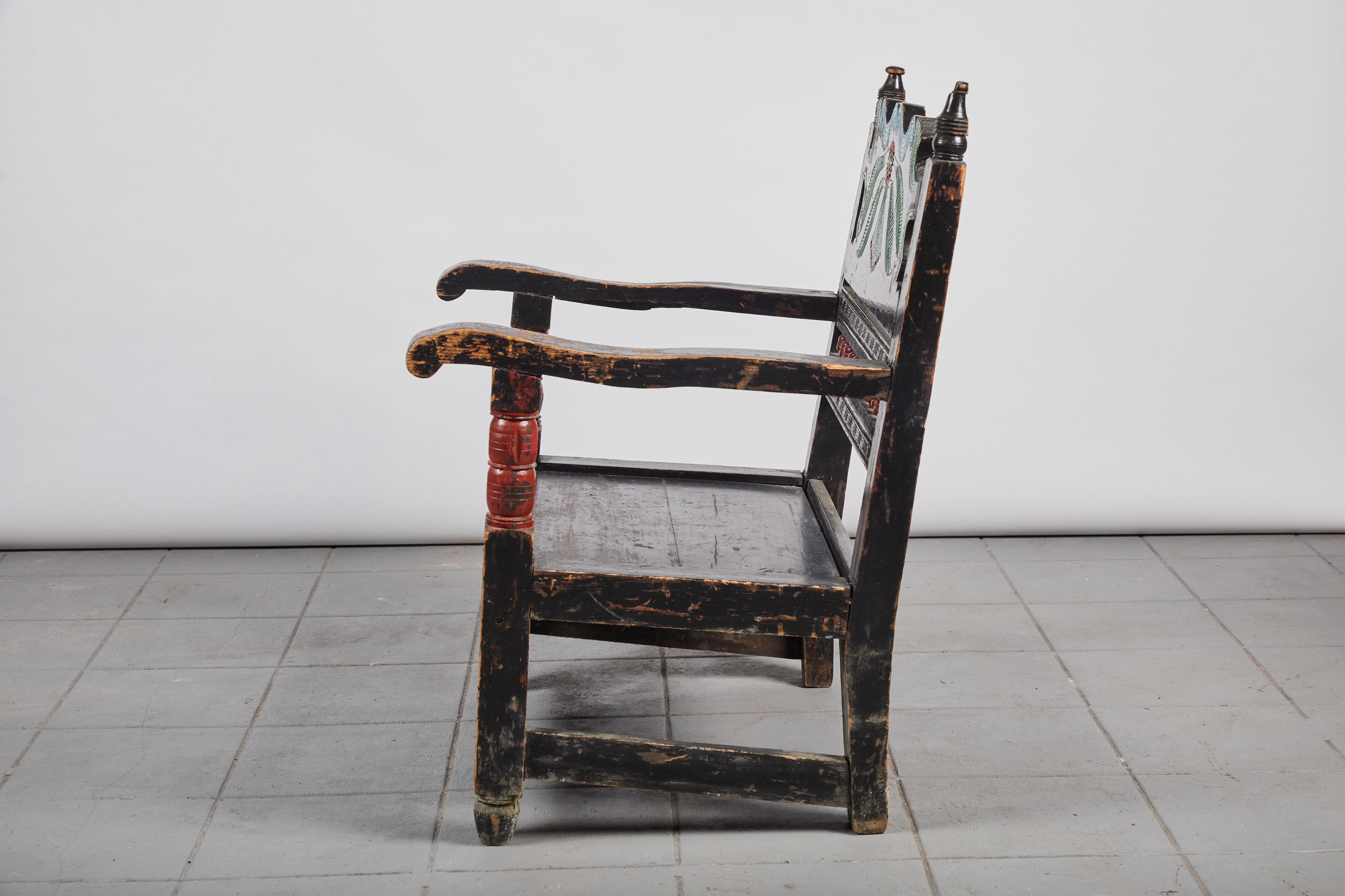 Late 20th Century Painted Mexican Michoacan Armchair