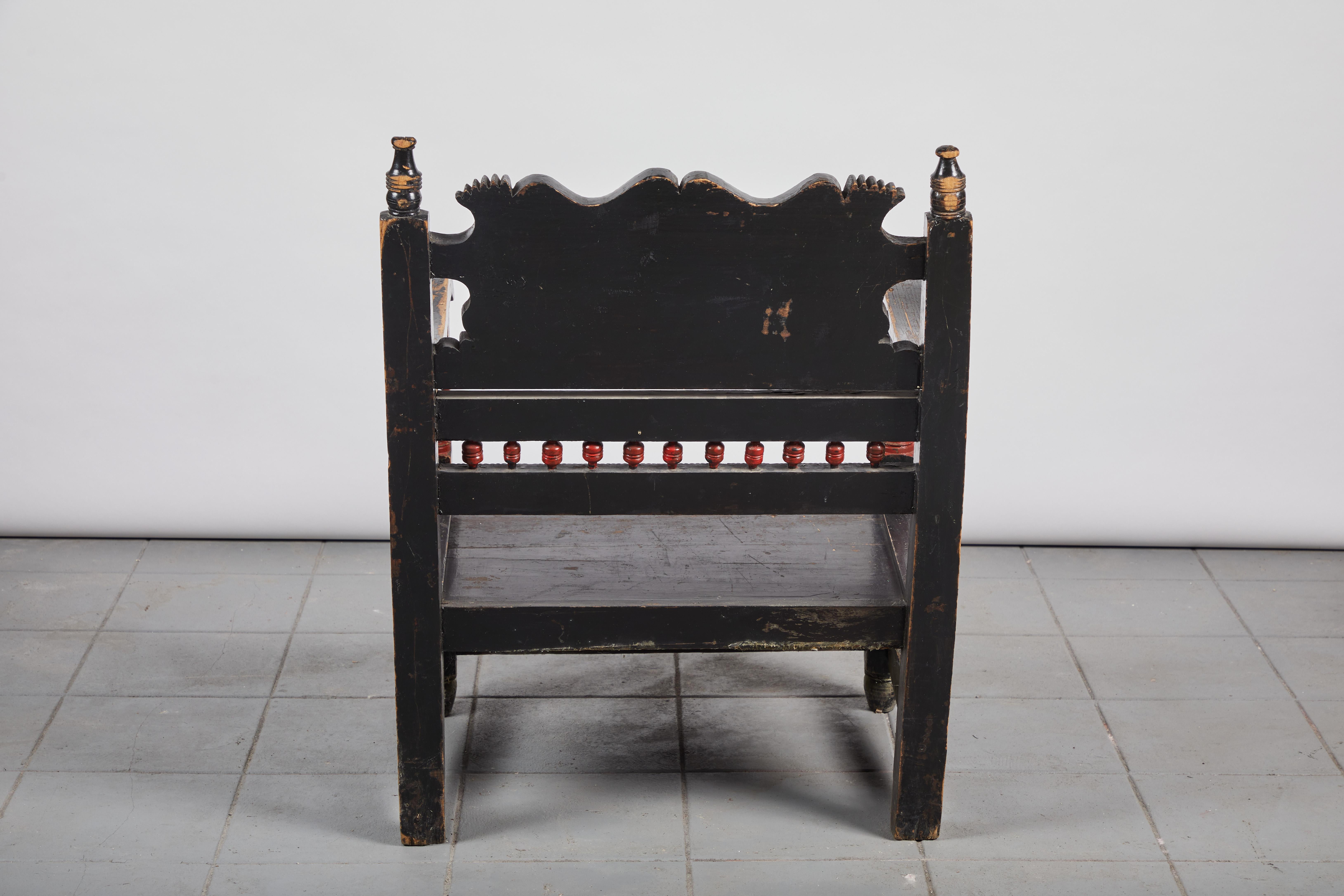 Wood Painted Mexican Michoacan Armchair