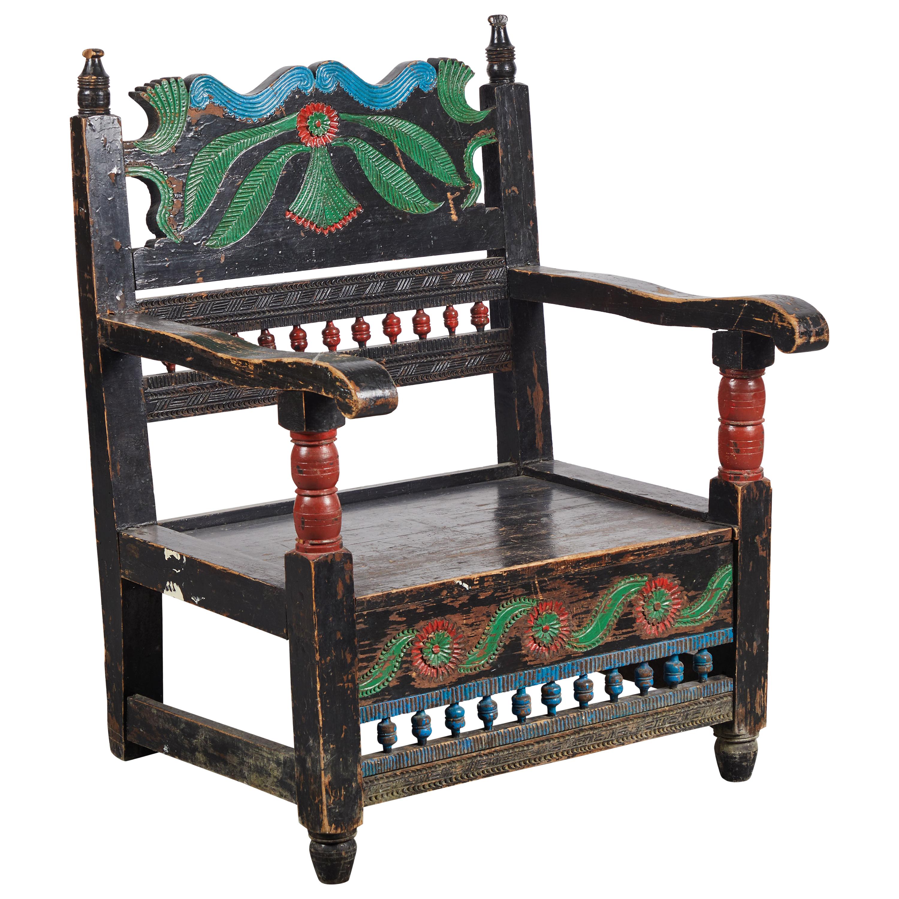 Painted Mexican Michoacan Armchair