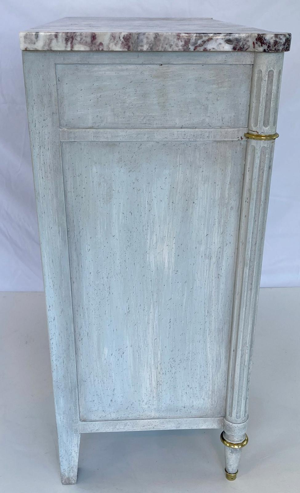 Painted Narrow Neoclassical Chest with Rouge Marble Top by Baker For Sale 3