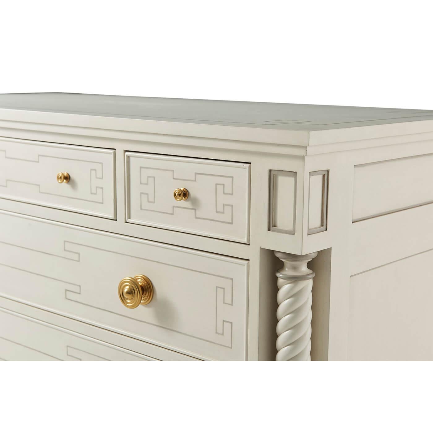 Contemporary Painted Neo Classic Chest of Drawers For Sale