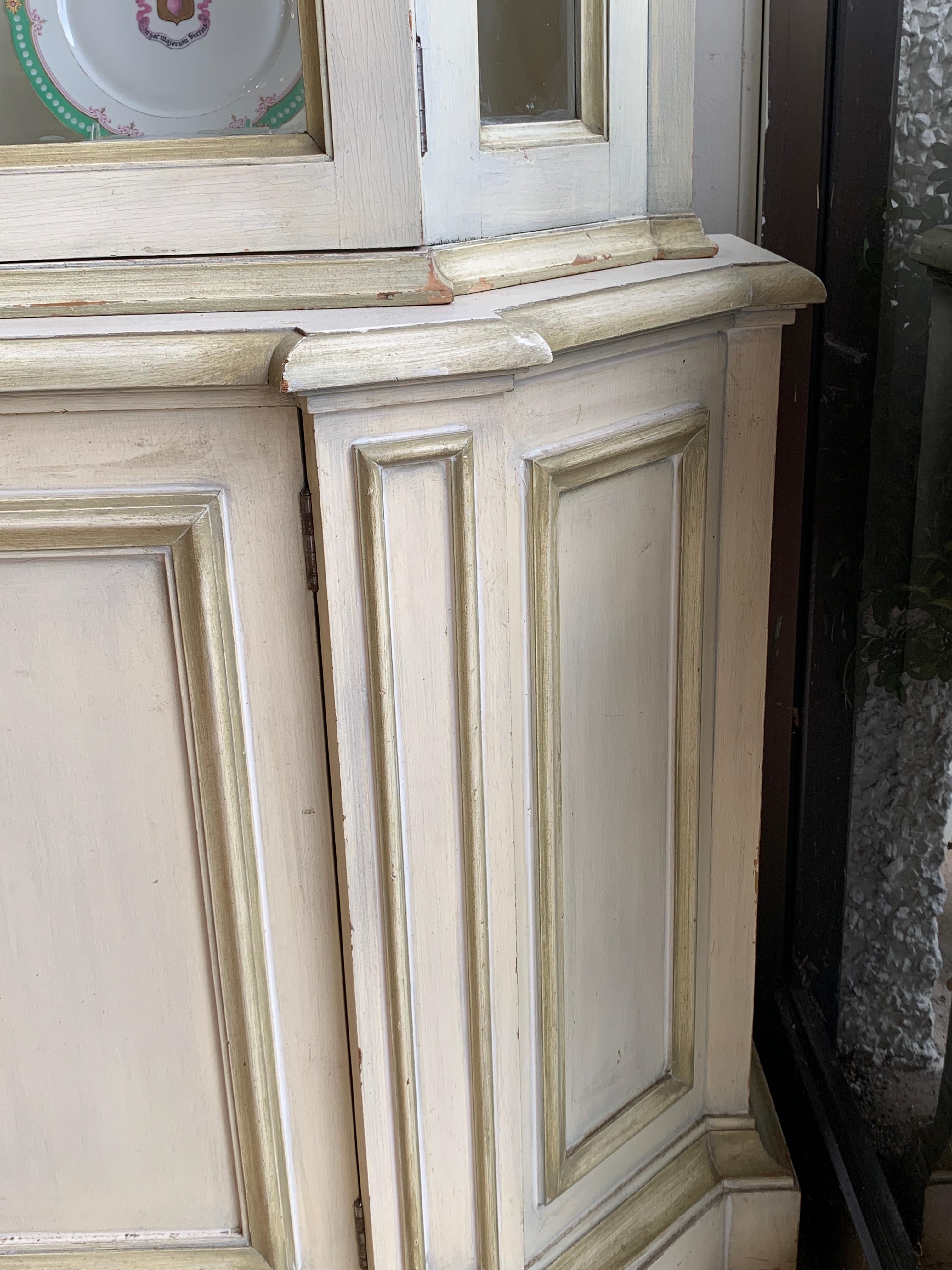 Wood Painted Neoclassical Display Cabinet