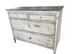 Painted Neoclassical Italian Walnut Commode, Chest Of Drawers