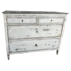 Painted Neoclassical Italian Walnut Commode, Chest Of Drawers