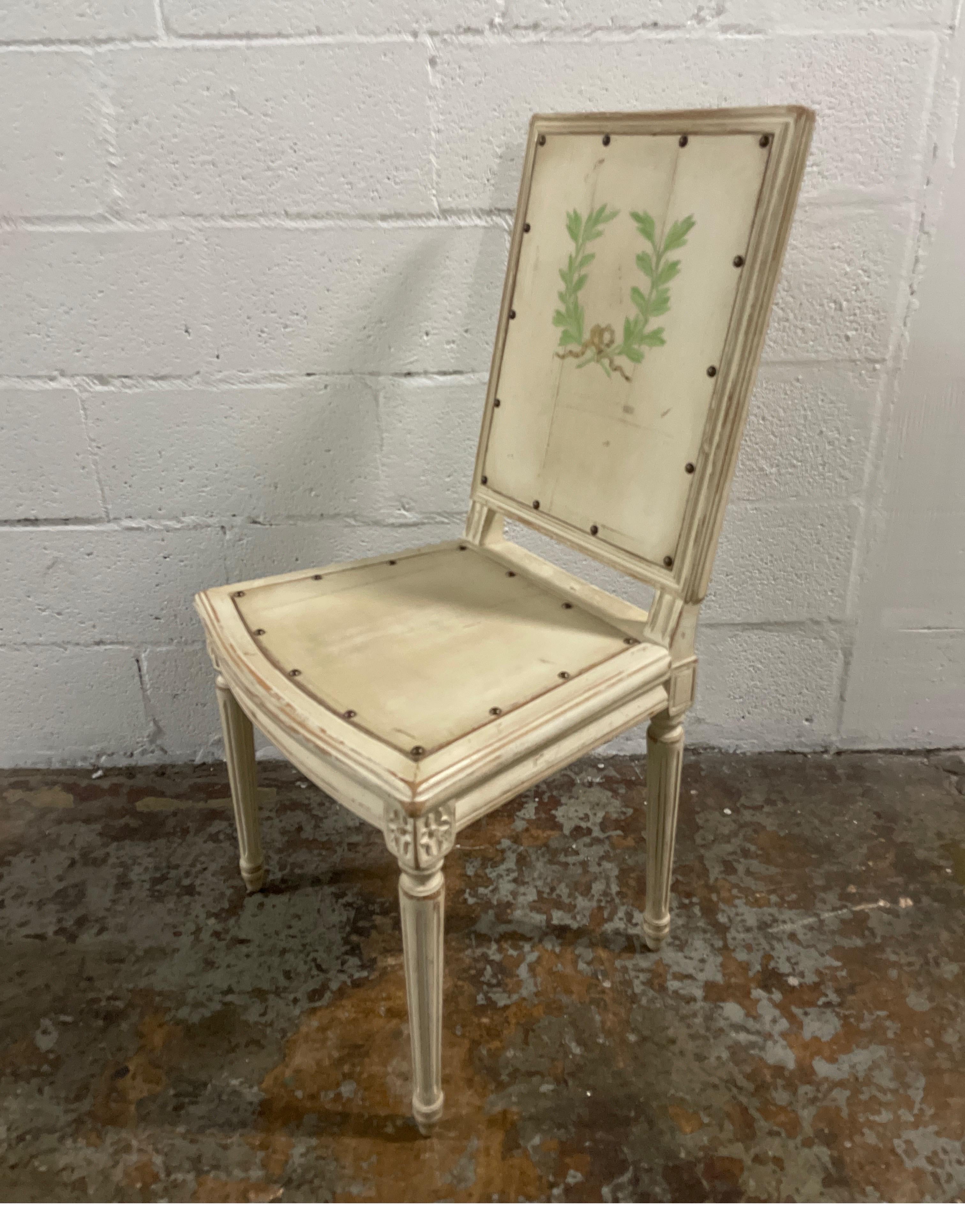 Painted Neoclassical Side or Desk Chair For Sale 3