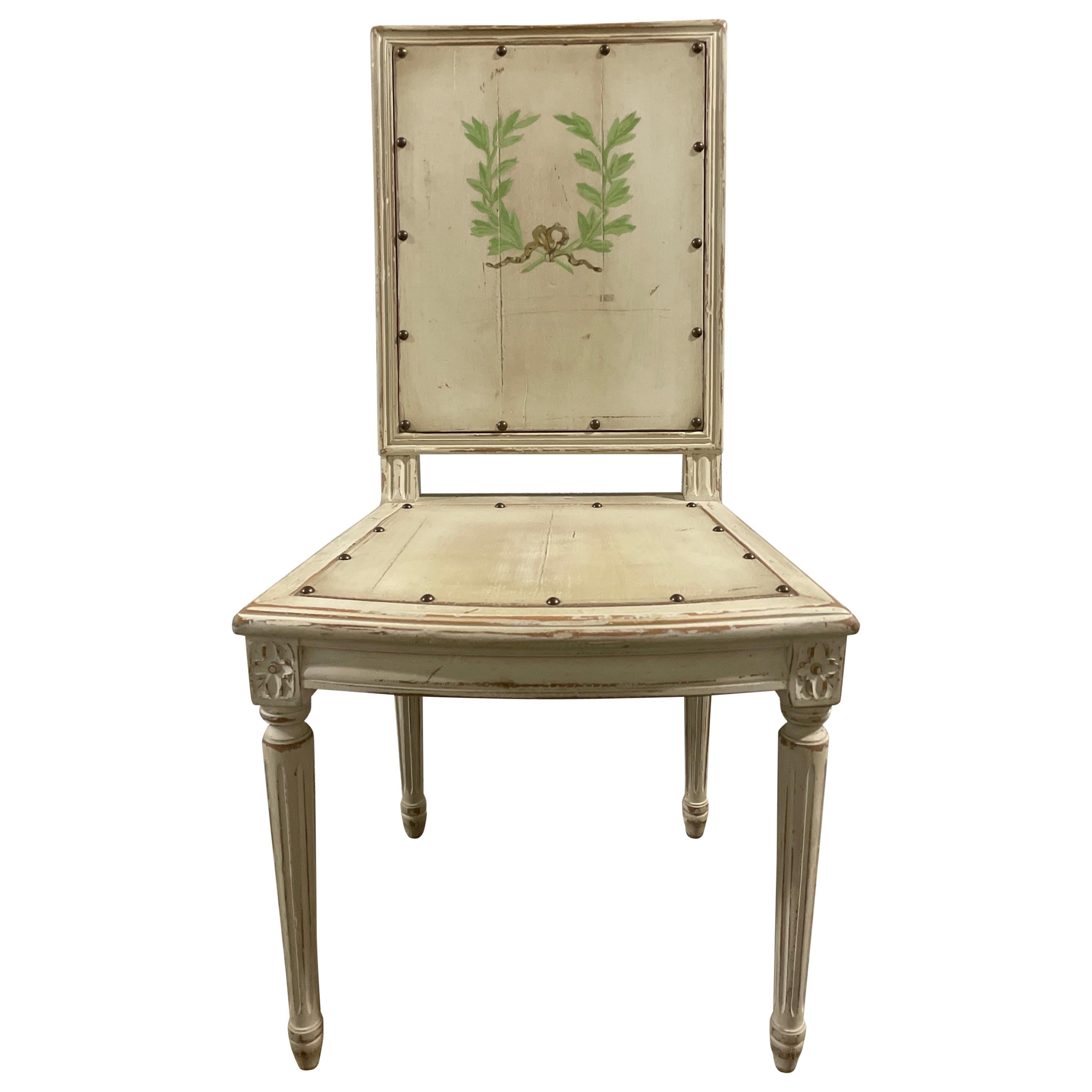Chaise d'appoint ou de bureau néoclassique peinte